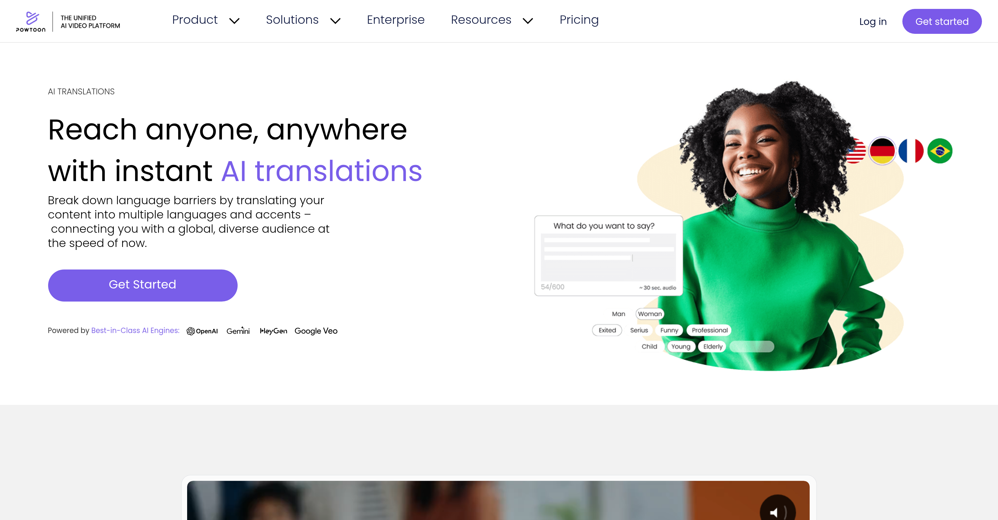 Powtoon - Video Translation Tool - Screenshot showing the interface and features of this AI tool