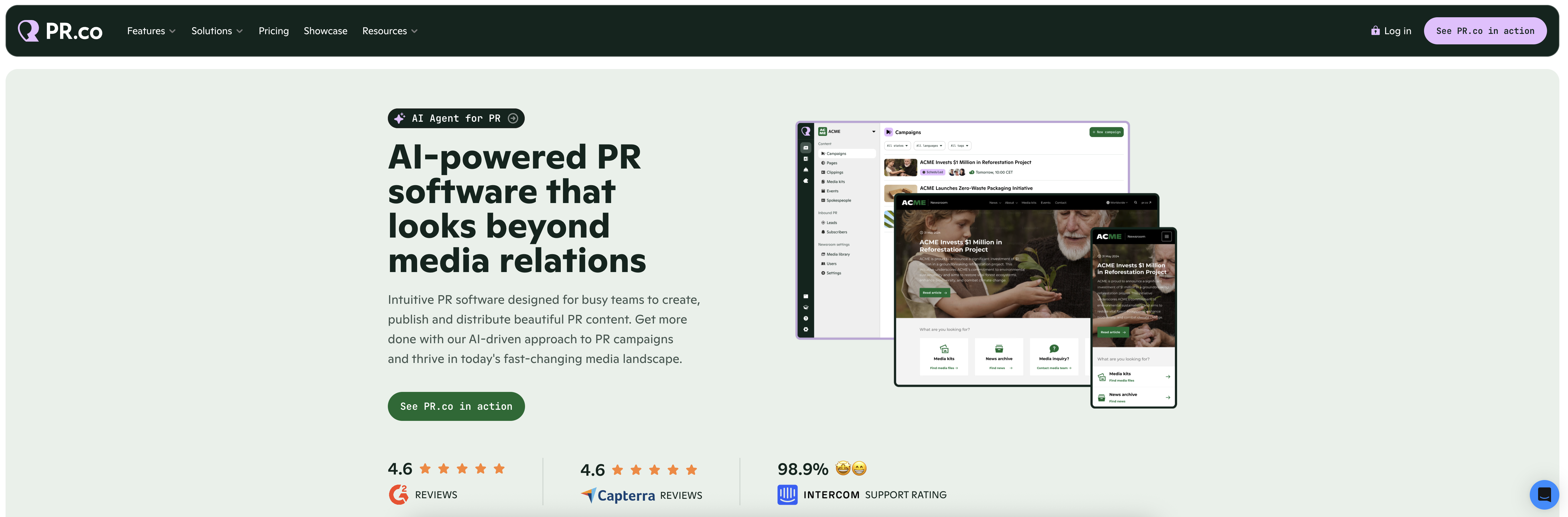 PR.co - Screenshot showing the interface and features of this AI tool