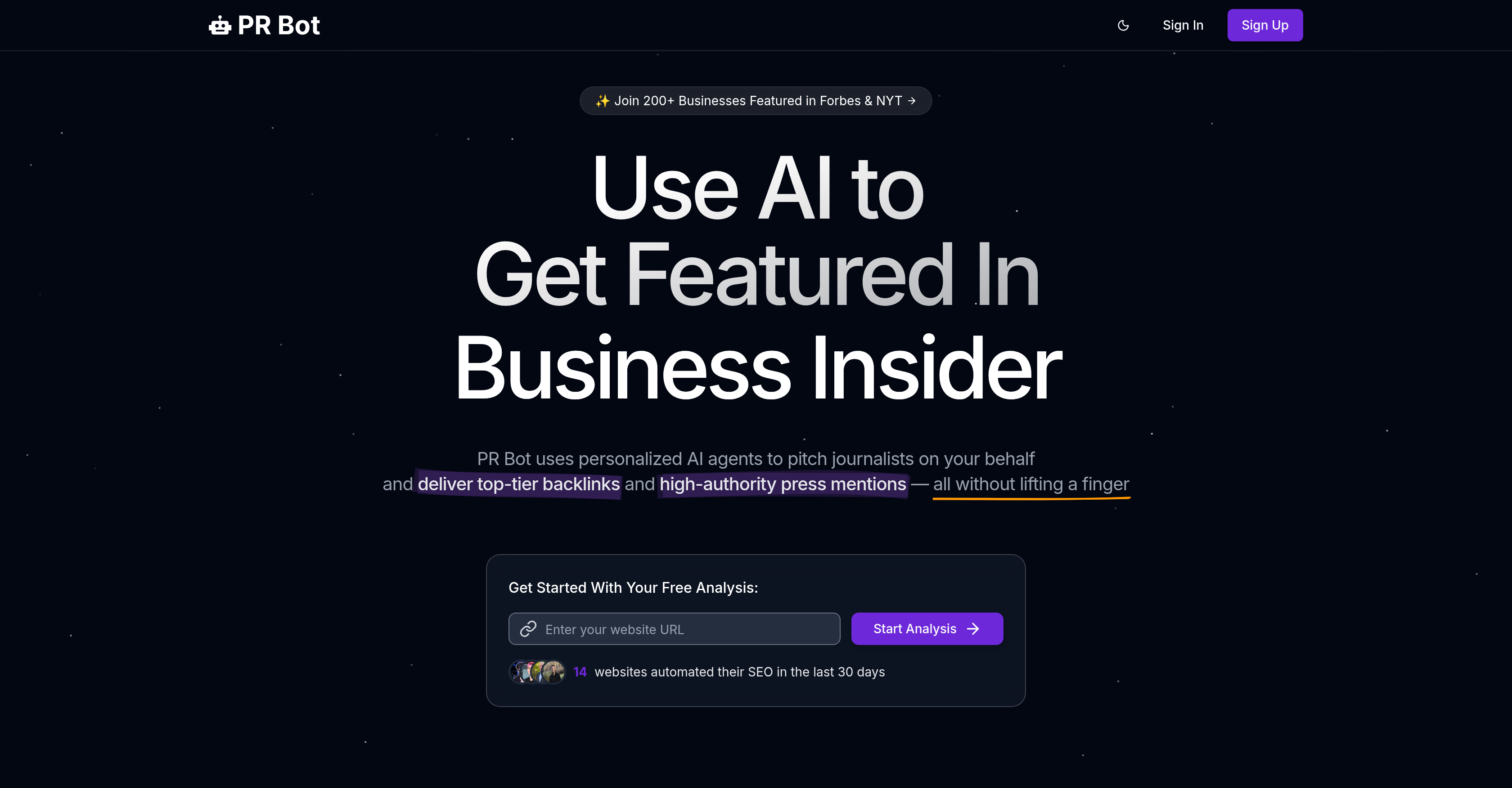 PRBot - Screenshot showing the interface and features of this AI tool