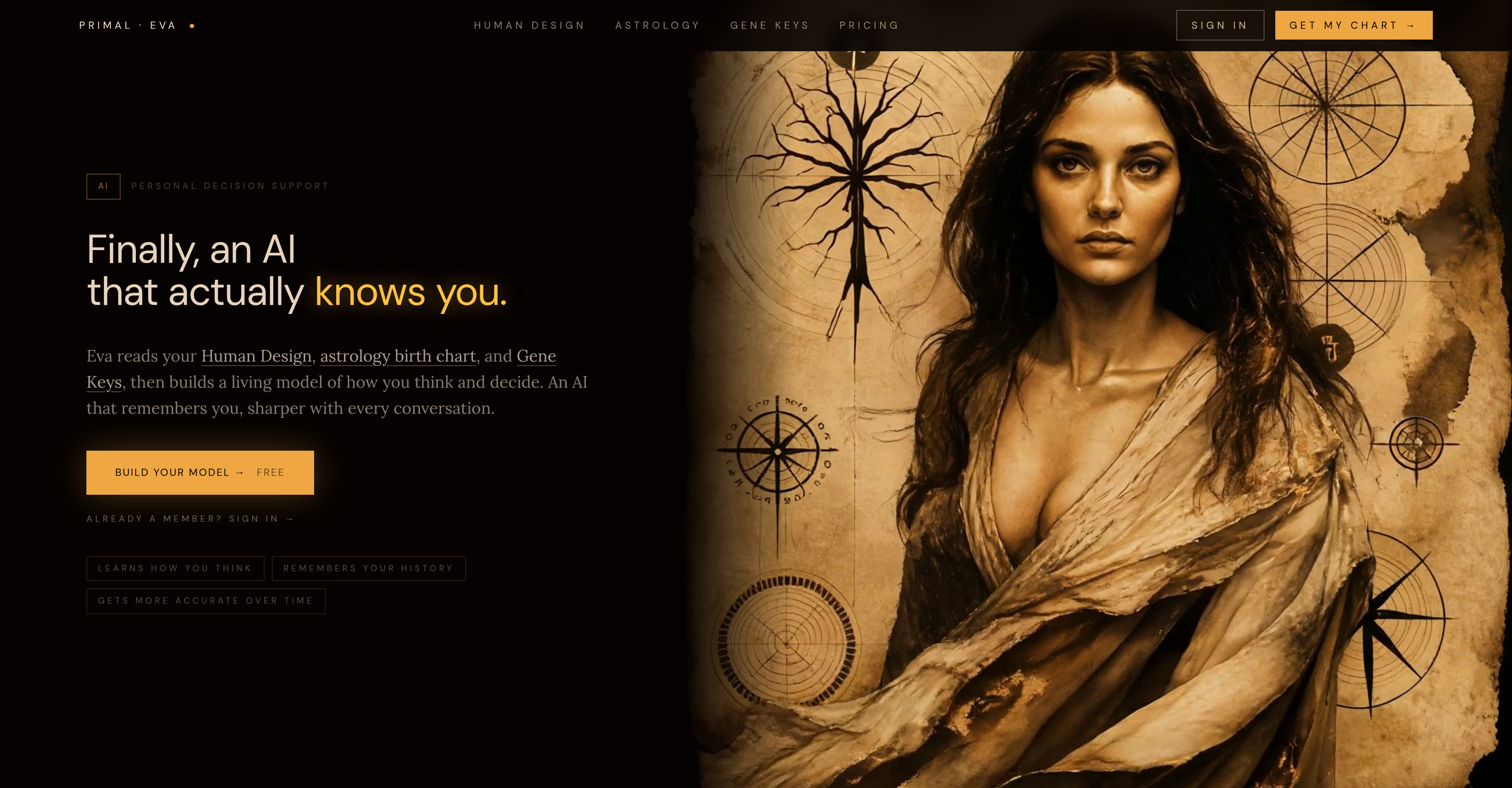 Primal Eva - Screenshot showing the interface and features of this AI tool