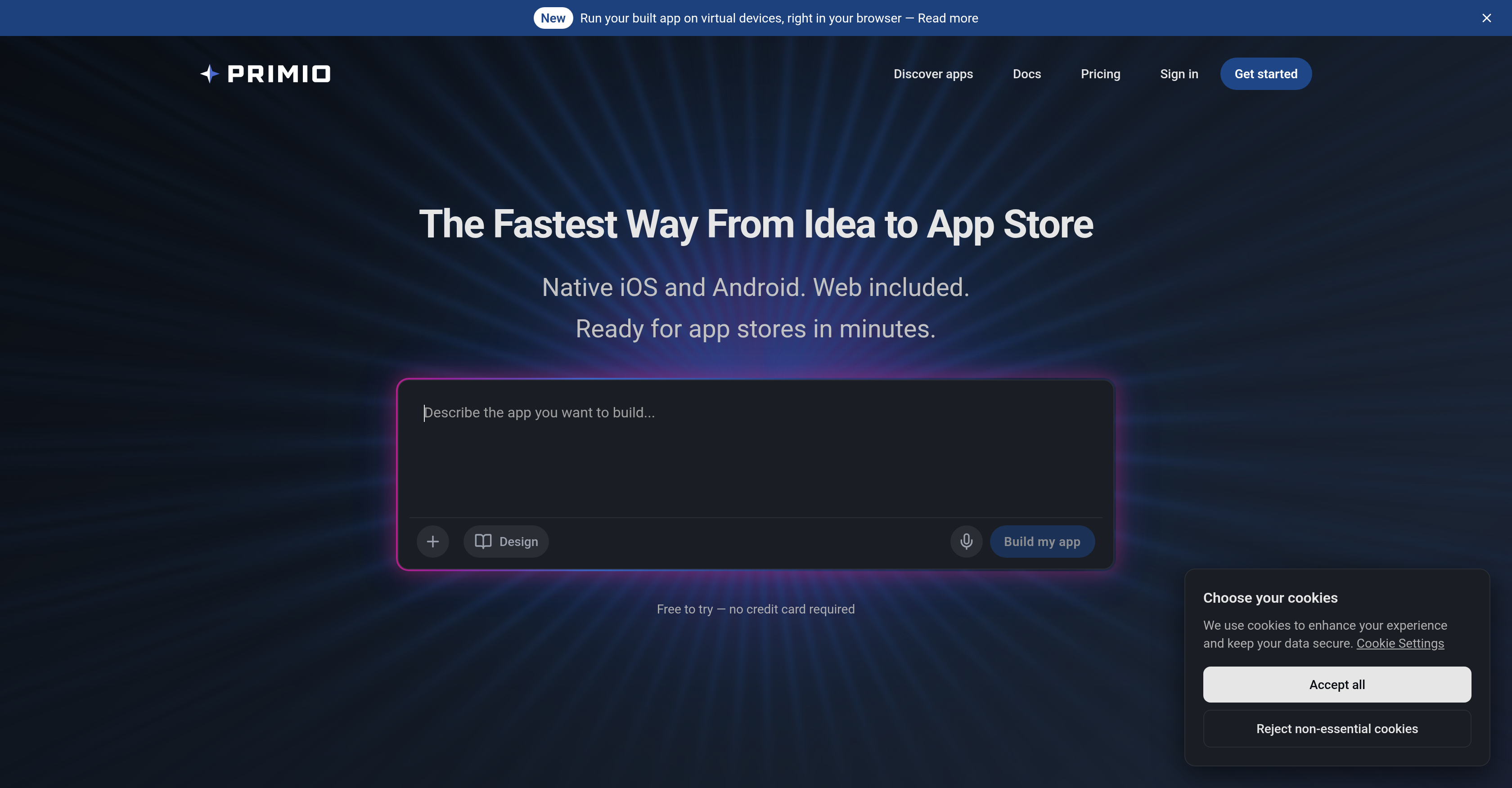 Primio - Screenshot showing the interface and features of this AI tool