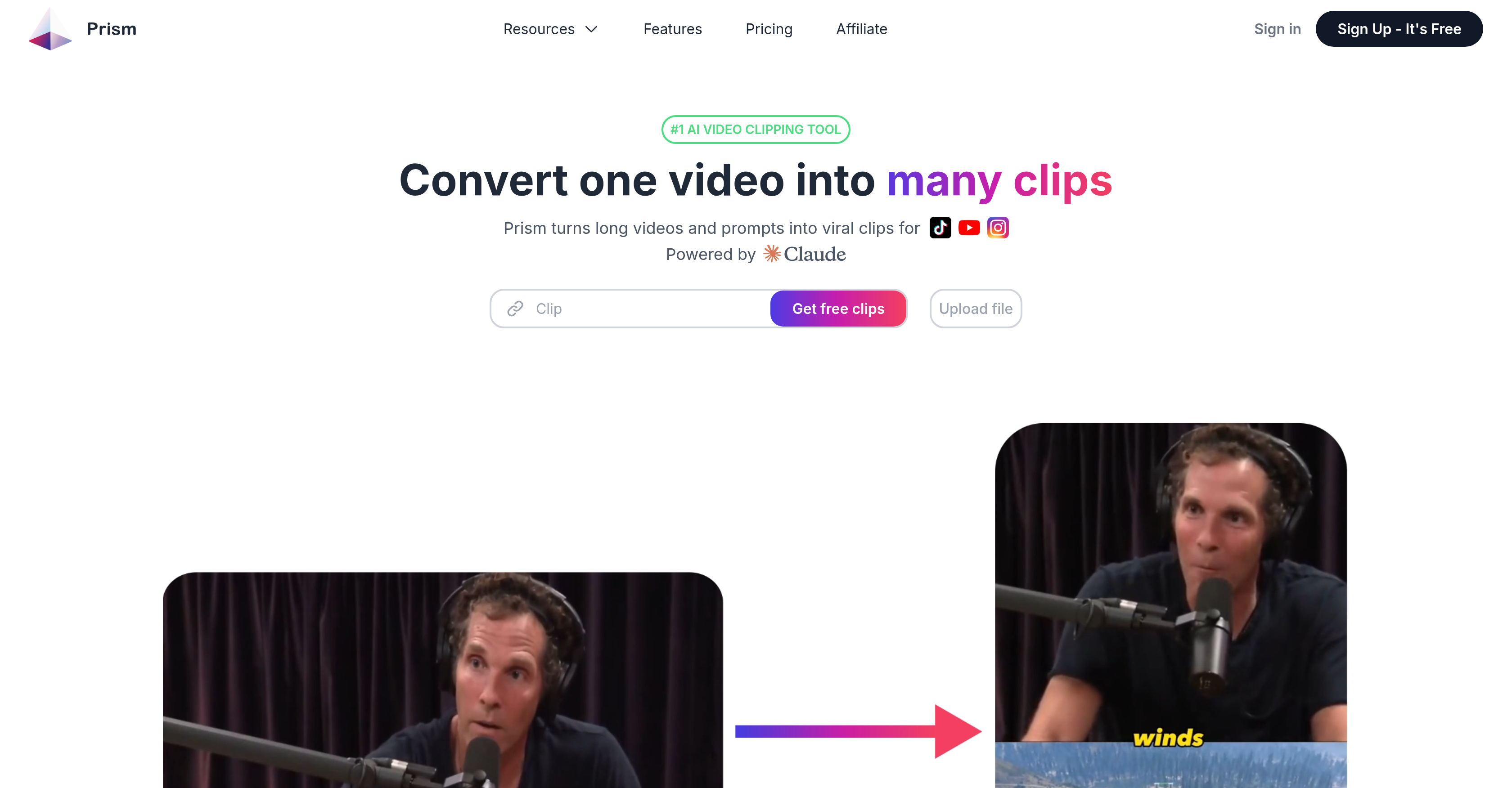 Prism Clips - Screenshot showing the interface and features of this AI tool