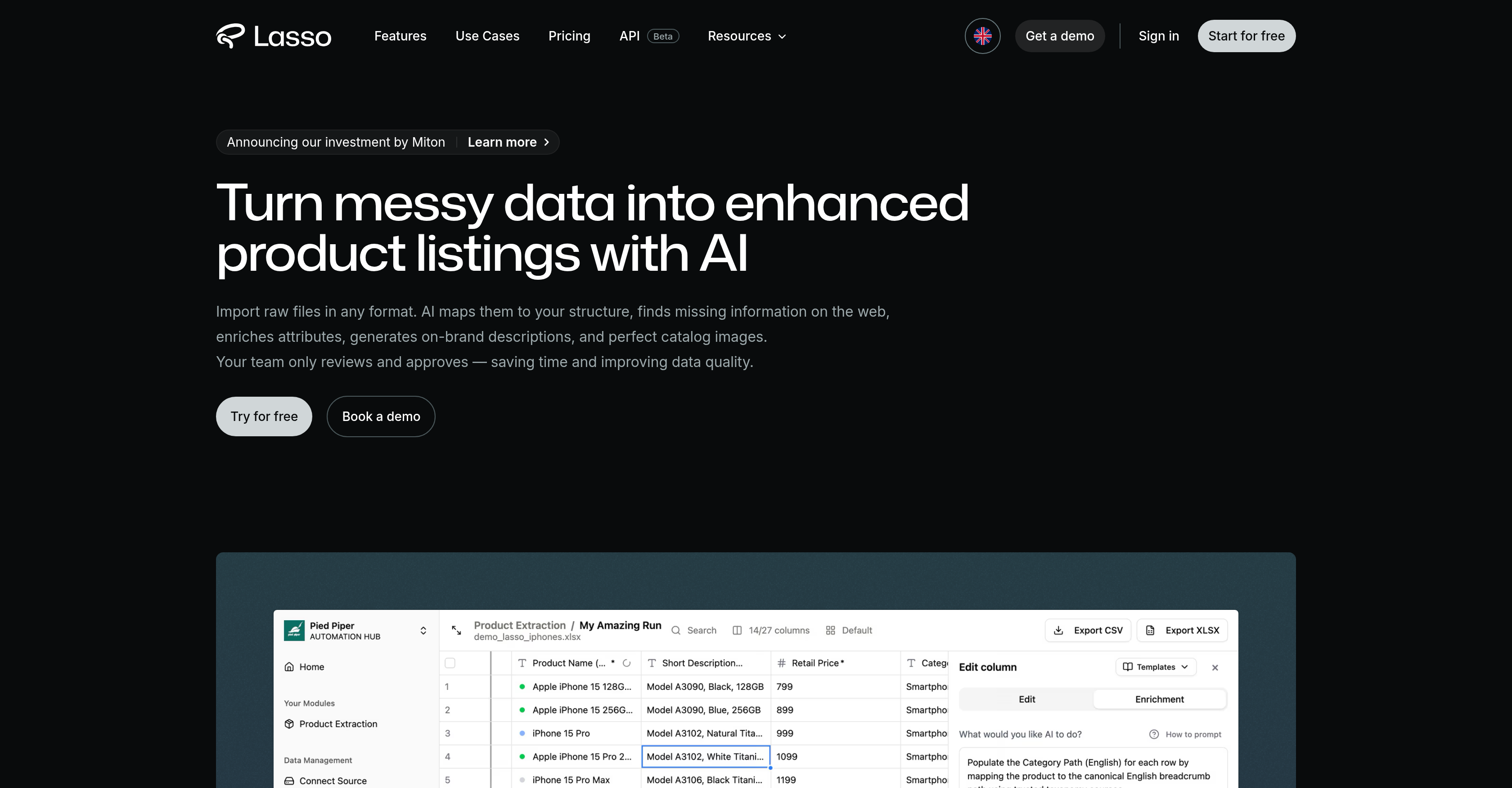 Product Lasso - Screenshot showing the interface and features of this AI tool
