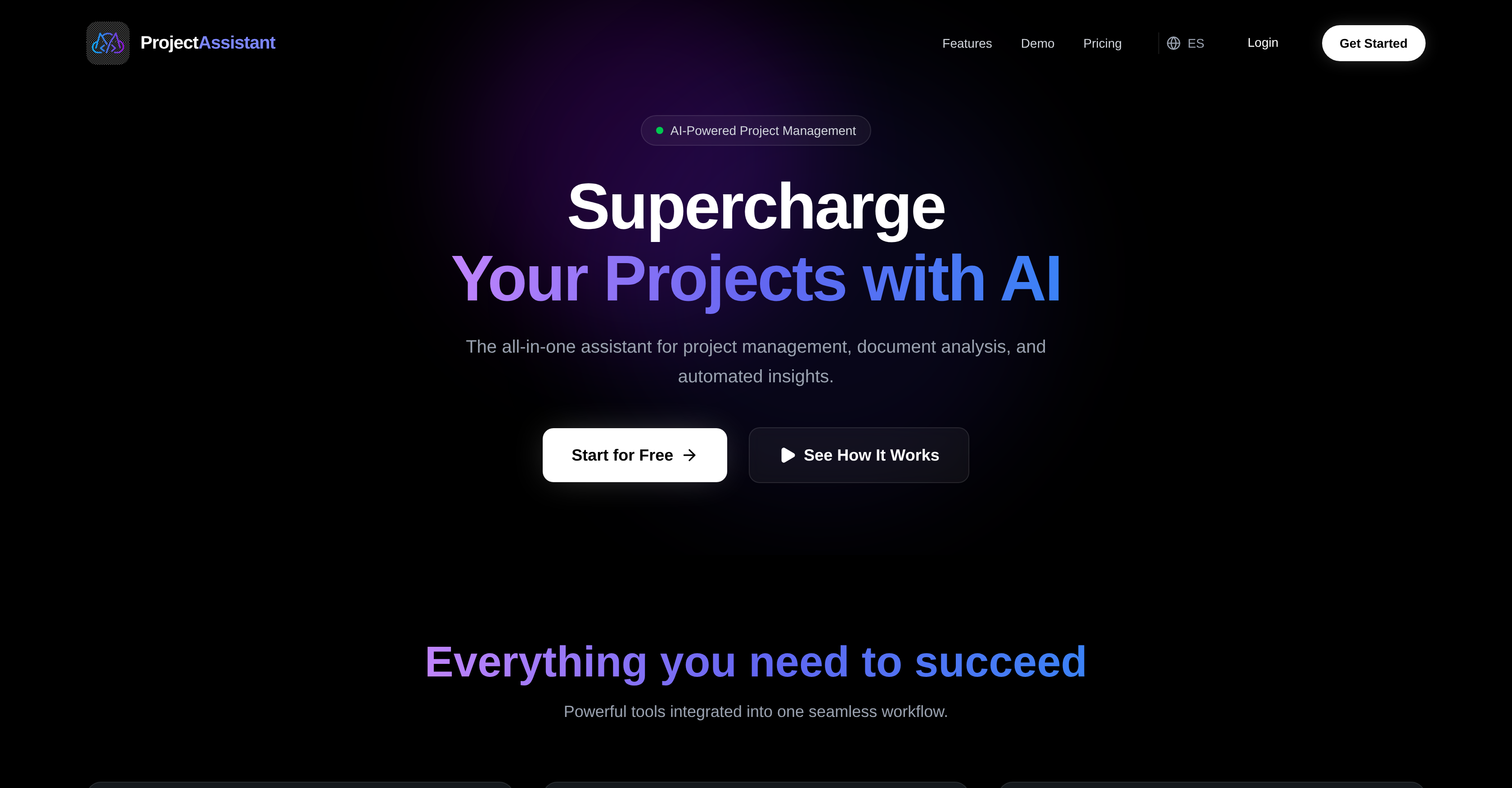 ProjectAssistant - Screenshot showing the interface and features of this AI tool
