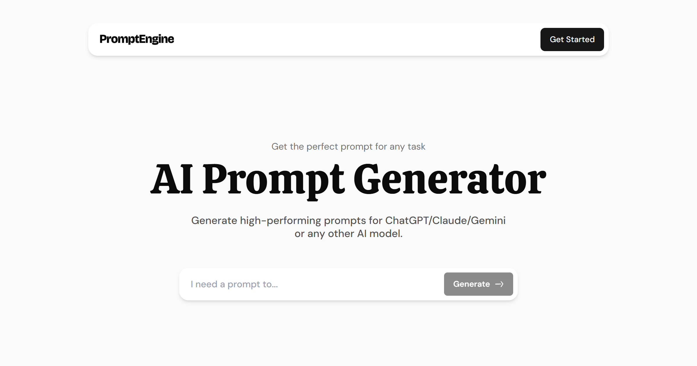 Prompt Engine - Screenshot showing the interface and features of this AI tool
