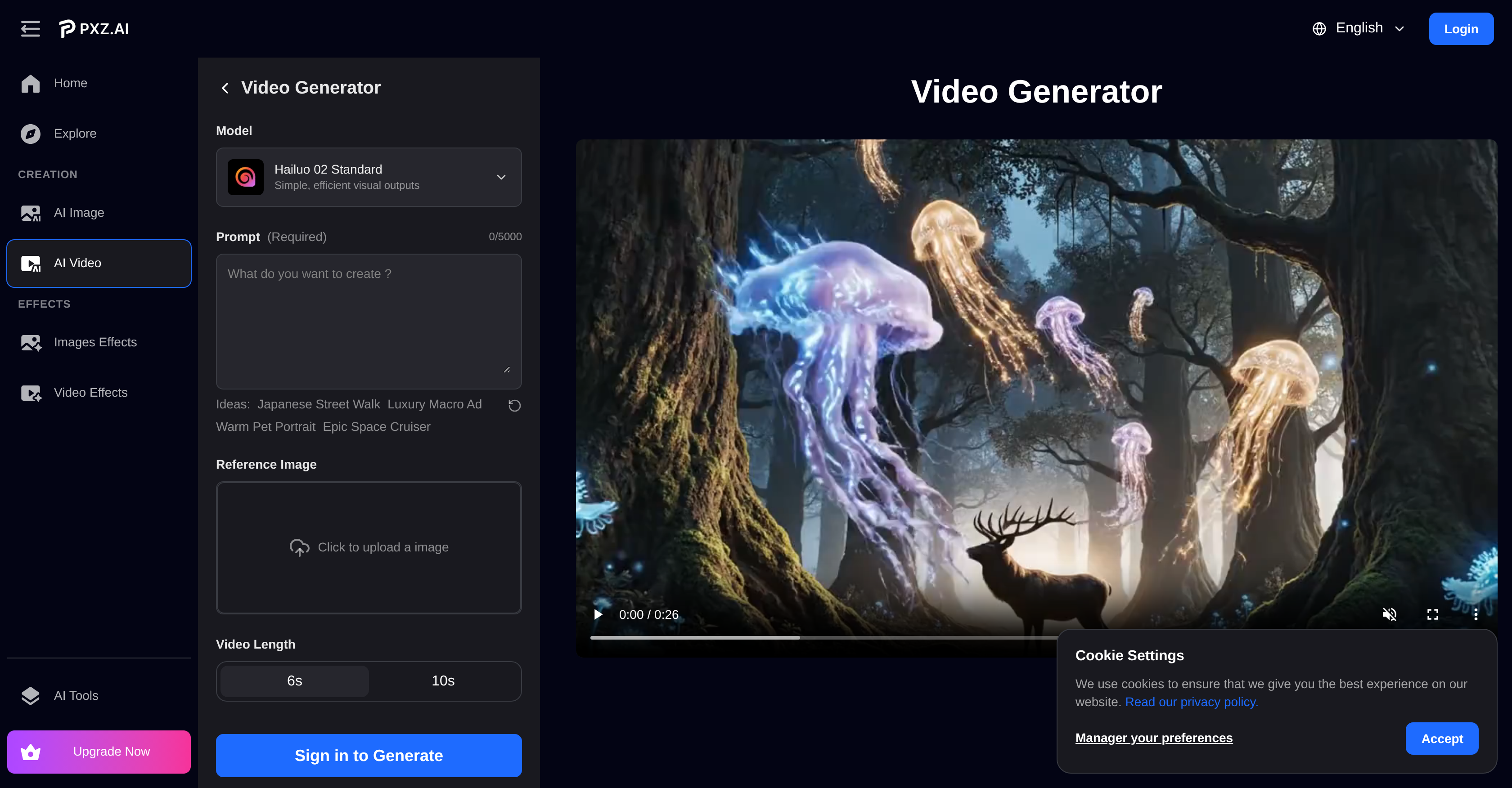 PXZ AI | Video Generator - Screenshot showing the interface and features of this AI tool
