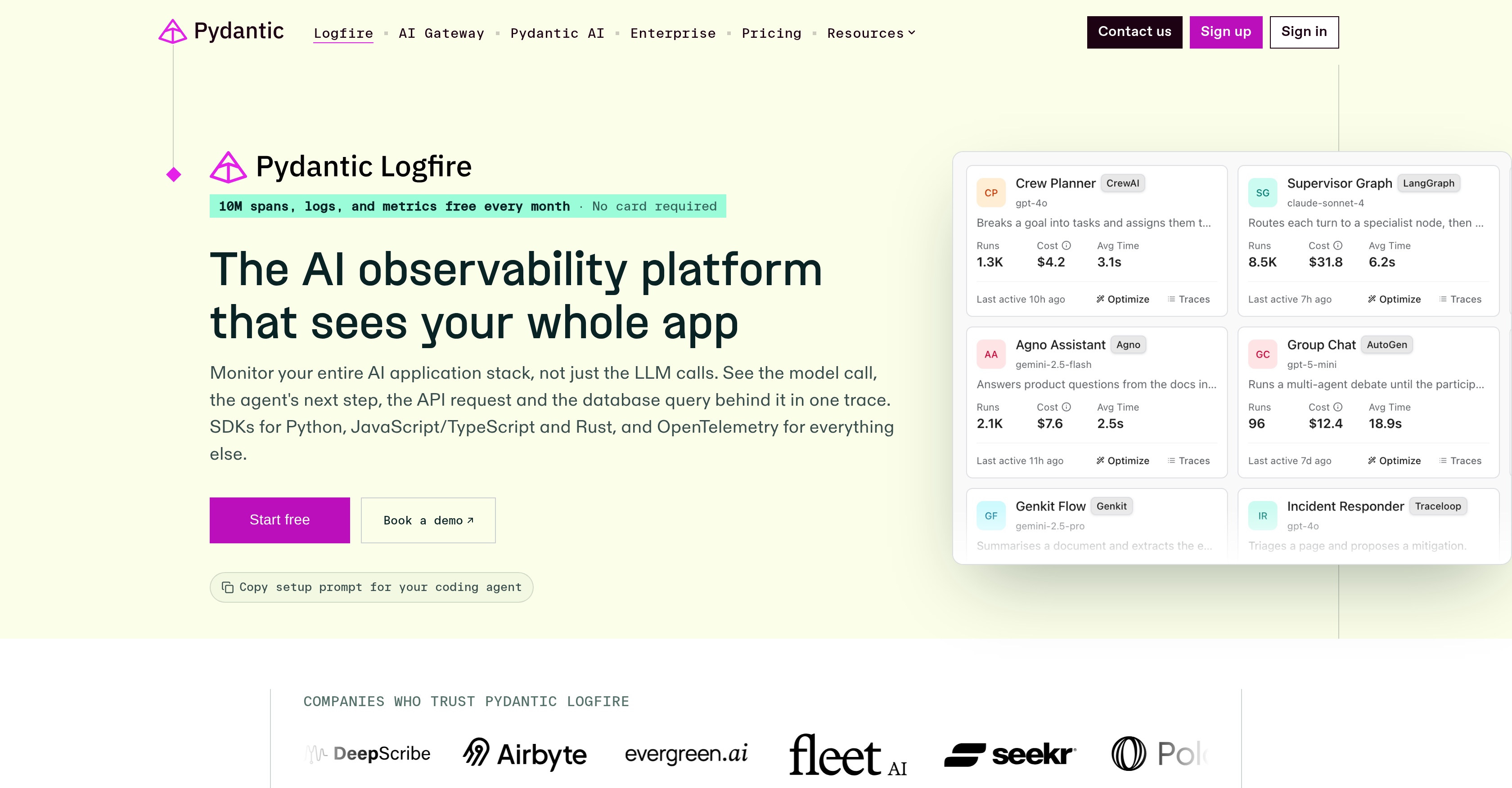 Pydantic Logfire - Screenshot showing the interface and features of this AI tool