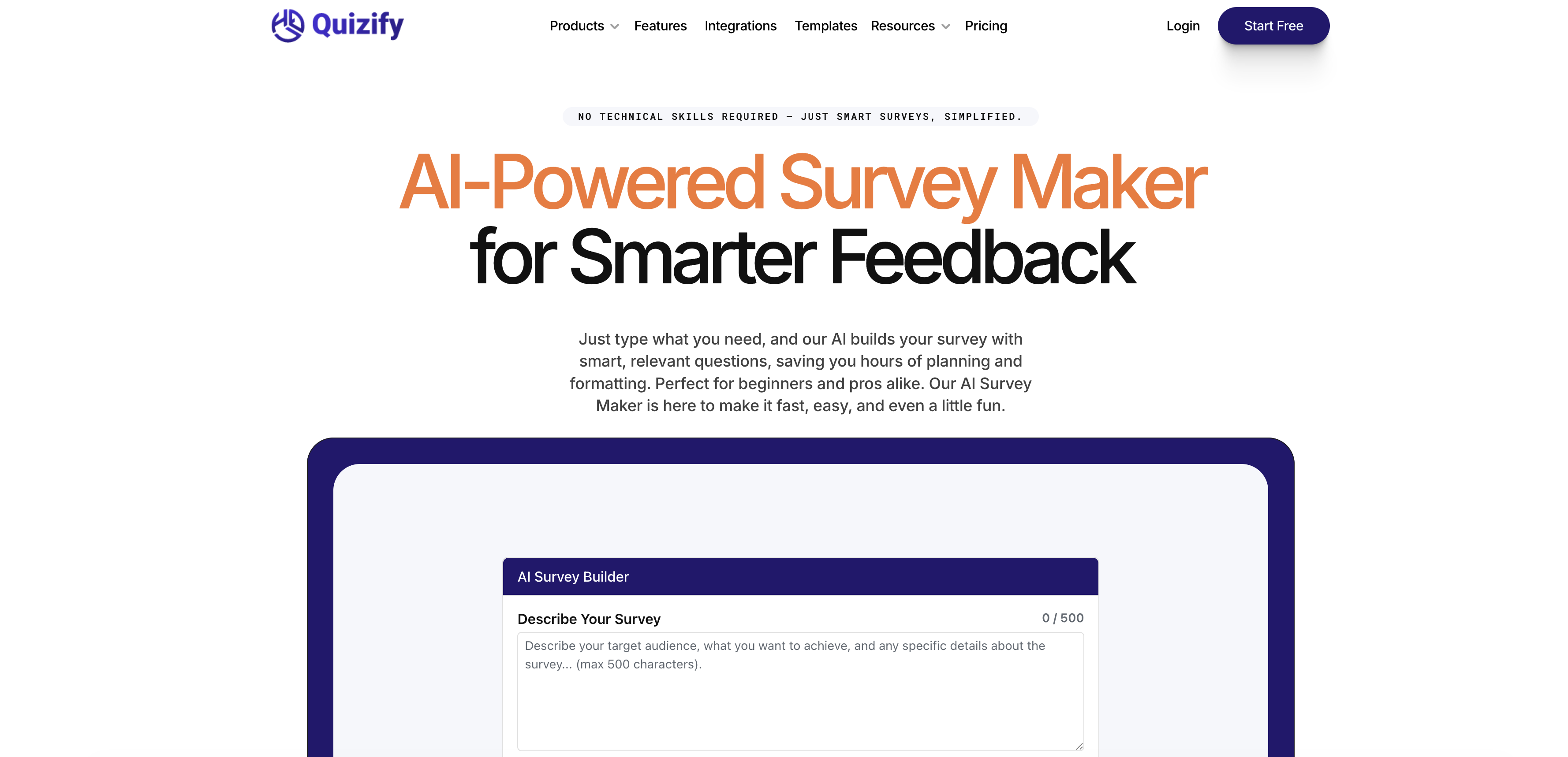 Quizify AI Survey Maker - Screenshot showing the interface and features of this AI tool