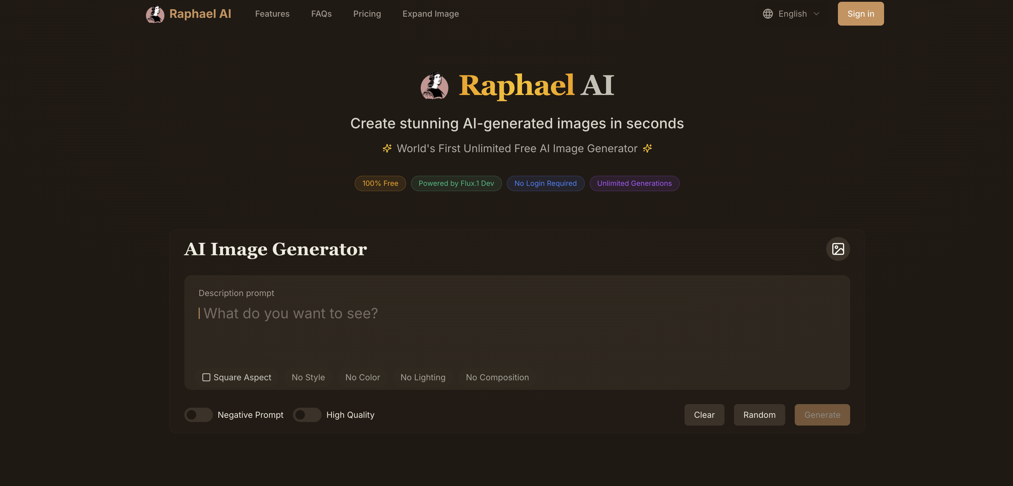 Raphael AI - Screenshot showing the interface and features of this AI tool