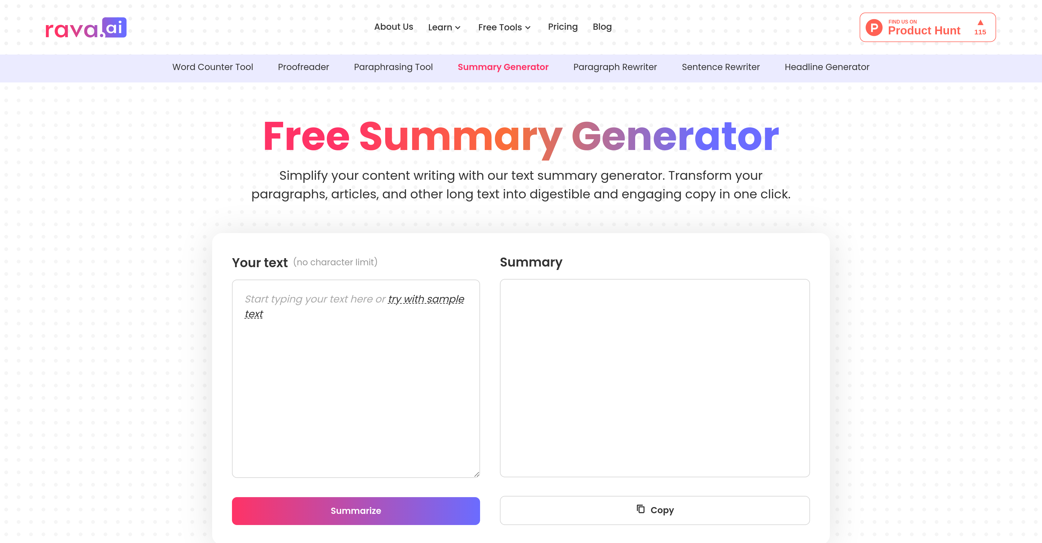 Rava AI - Screenshot showing the interface and features of this AI tool
