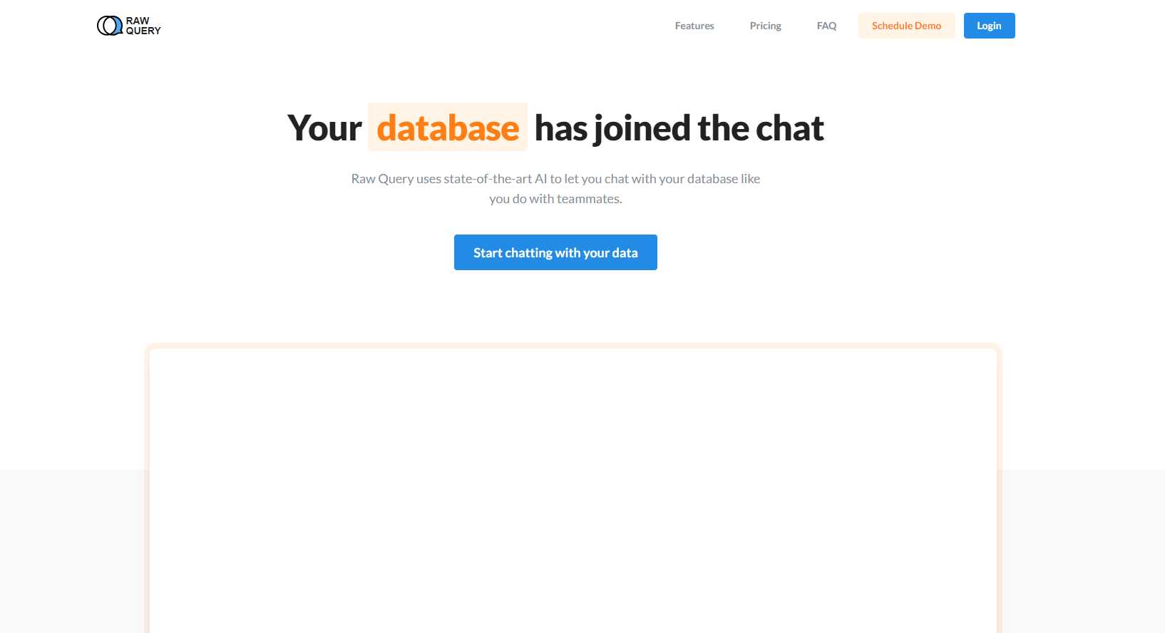 Raw Query - Screenshot showing the interface and features of this AI tool