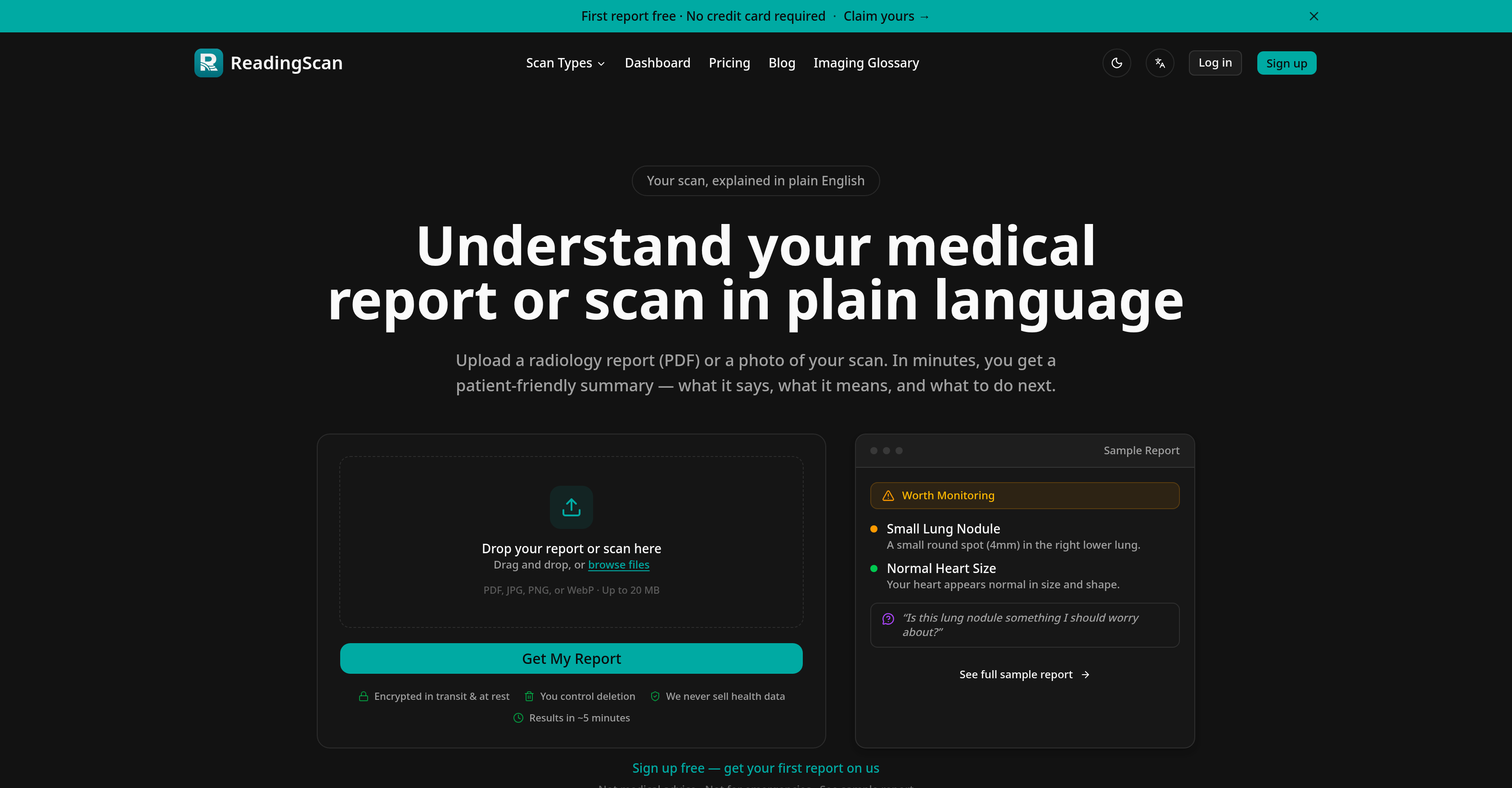 ReadingScan - Screenshot showing the interface and features of this AI tool