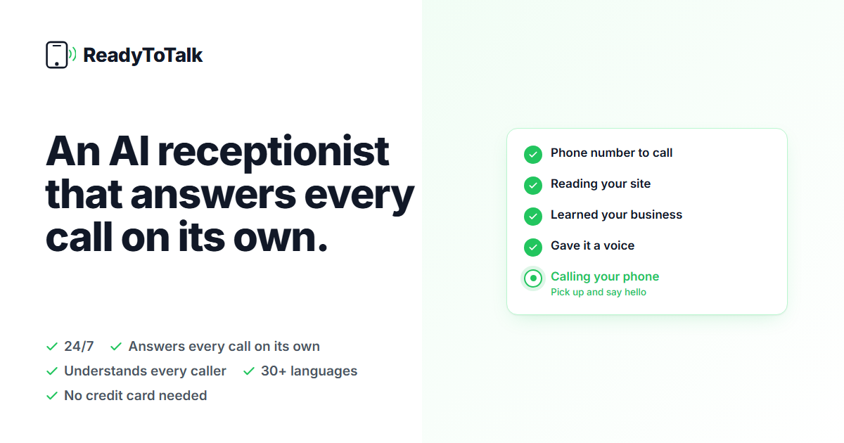 ReadyToTalk - Screenshot showing the interface and features of this AI tool
