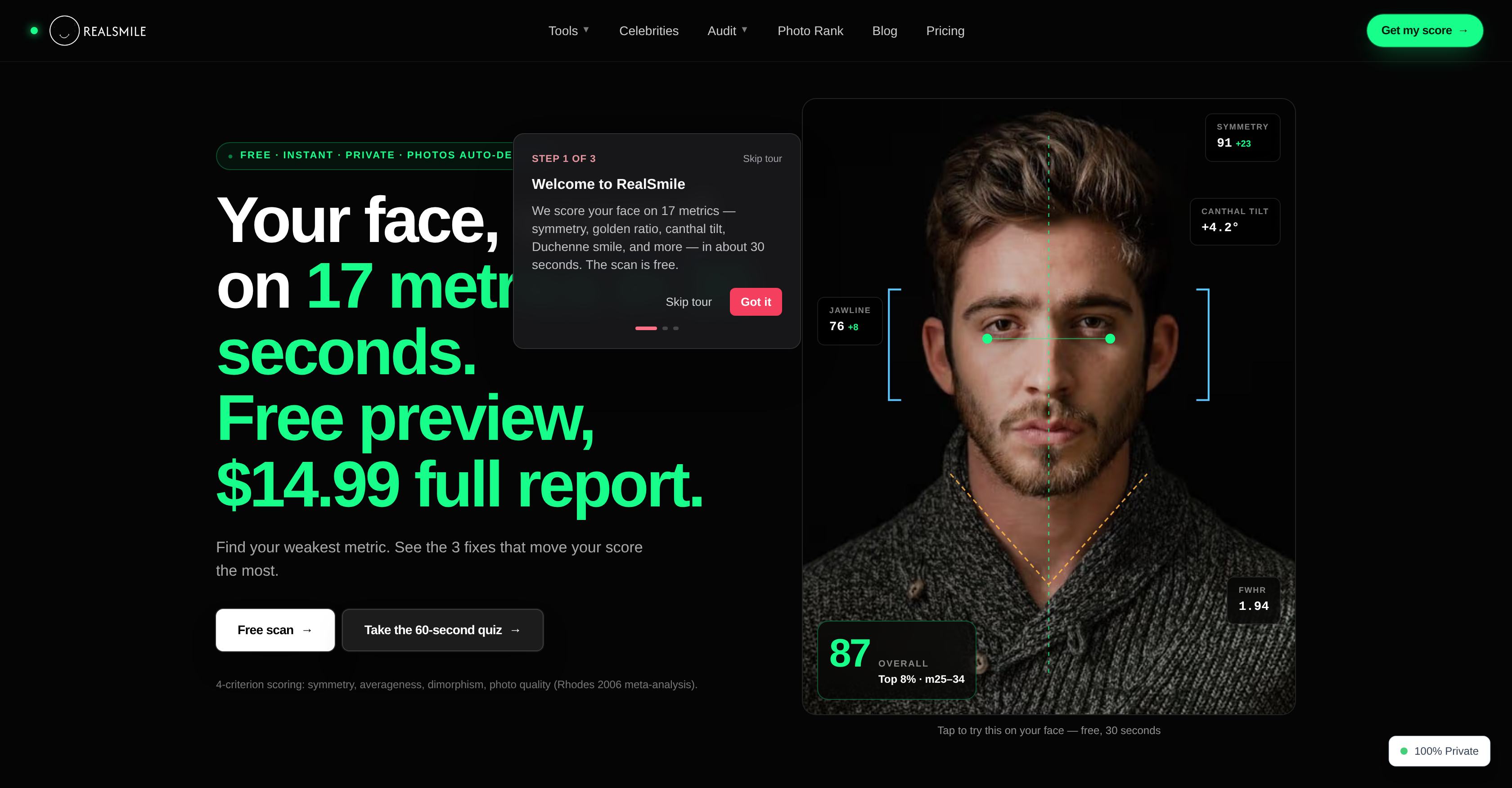 RealSmile - Screenshot showing the interface and features of this AI tool