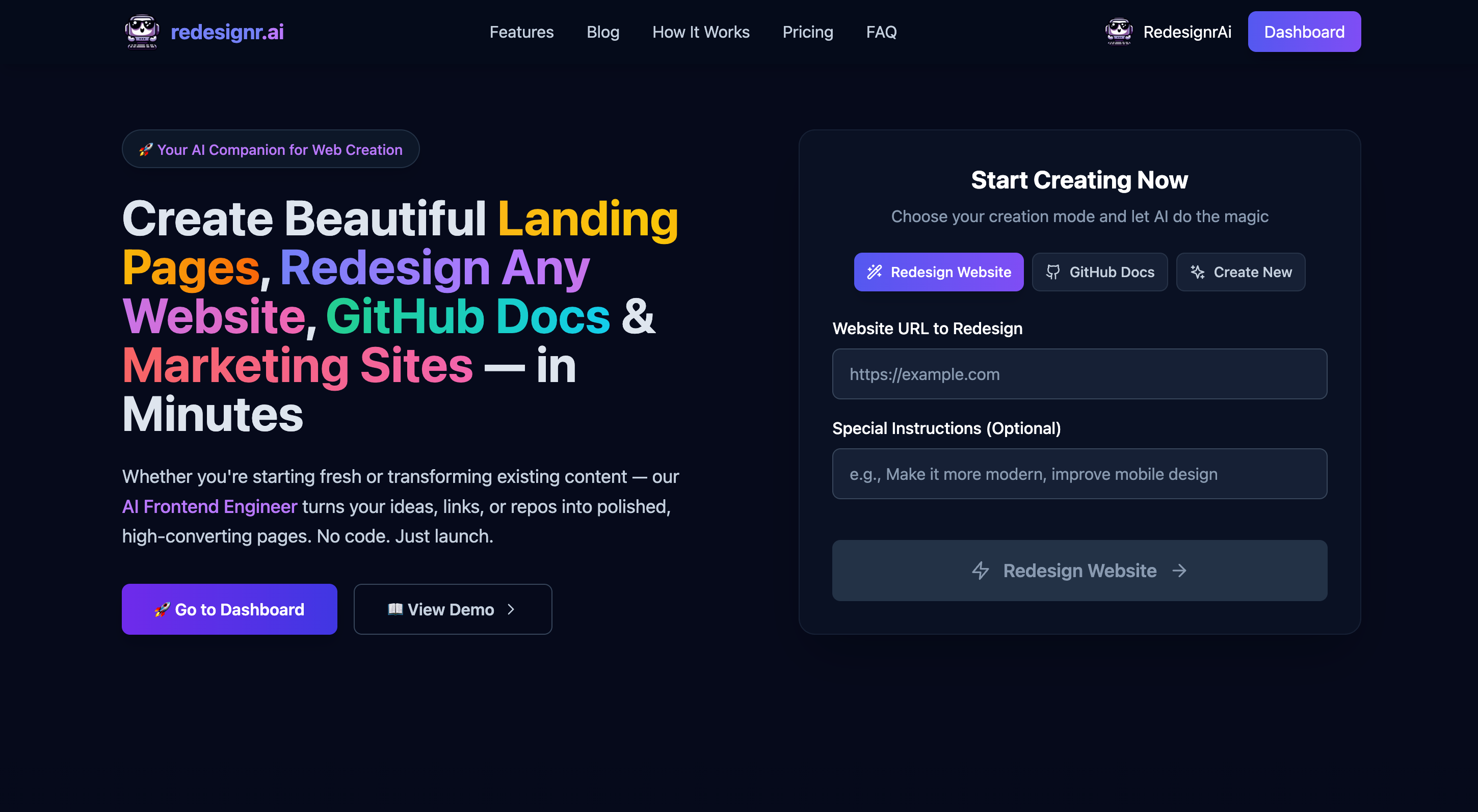Redesignr Ai -  website redesign and landing page bui... - Screenshot showing the interface and features of this AI tool