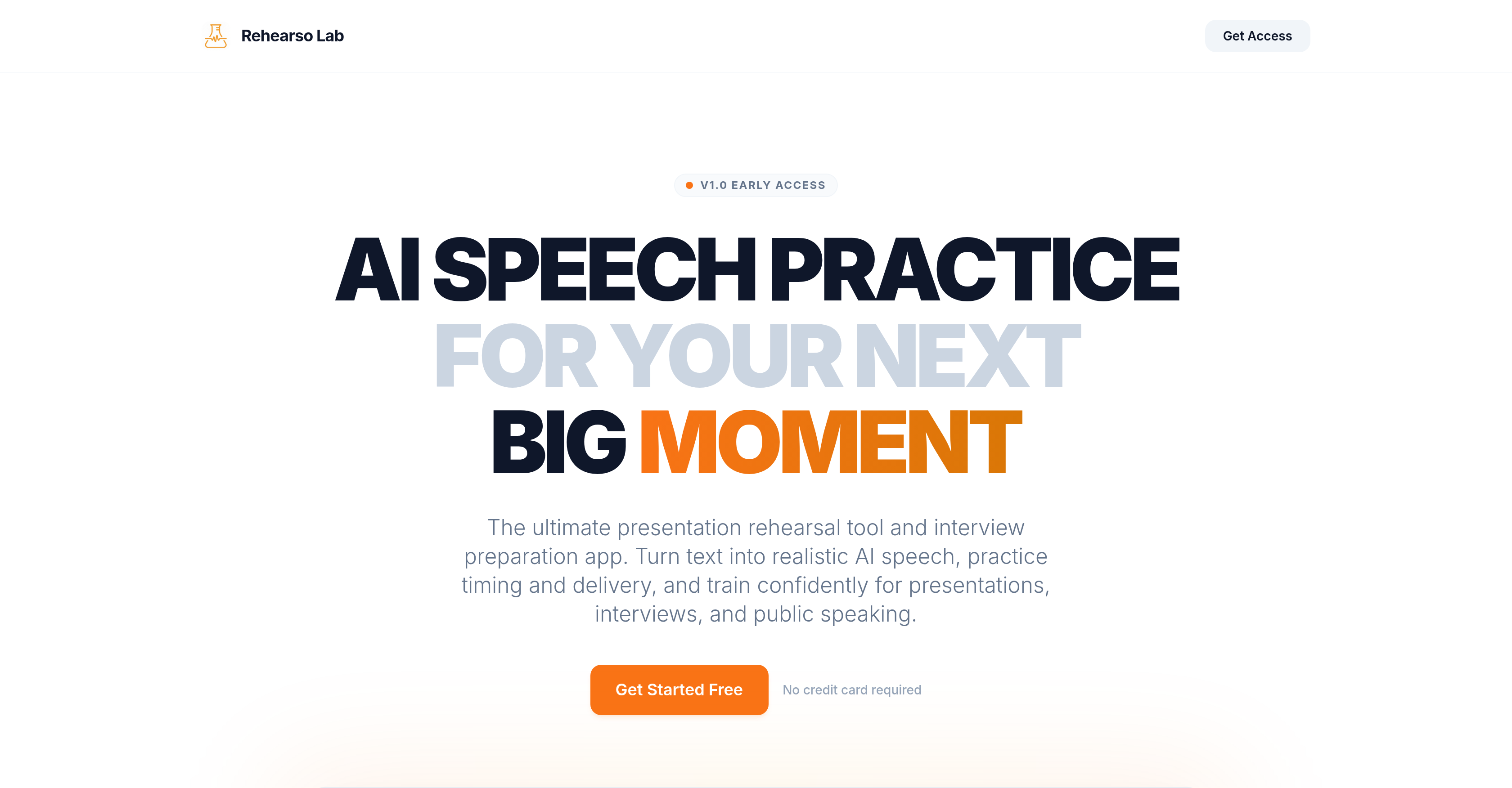 Rehearso Lab - Screenshot showing the interface and features of this AI tool