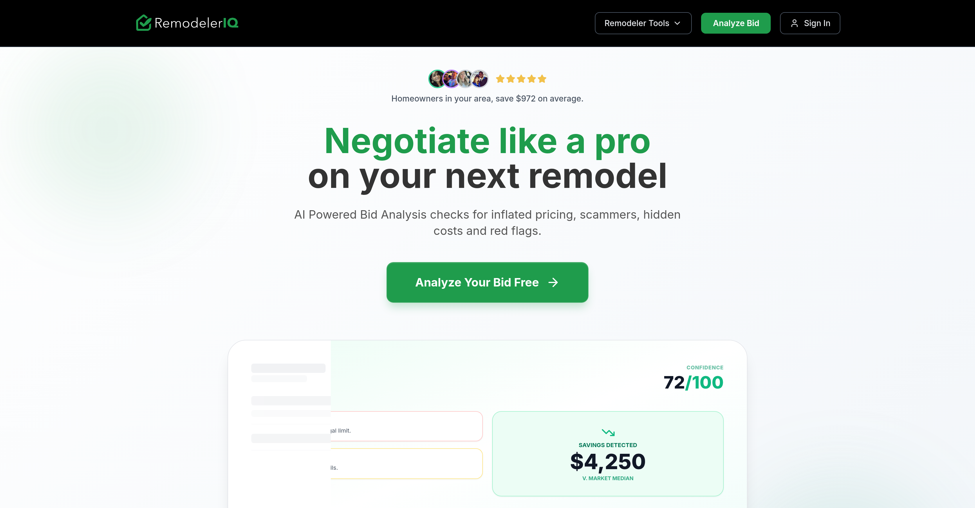 Remodeler IQ - Screenshot showing the interface and features of this AI tool