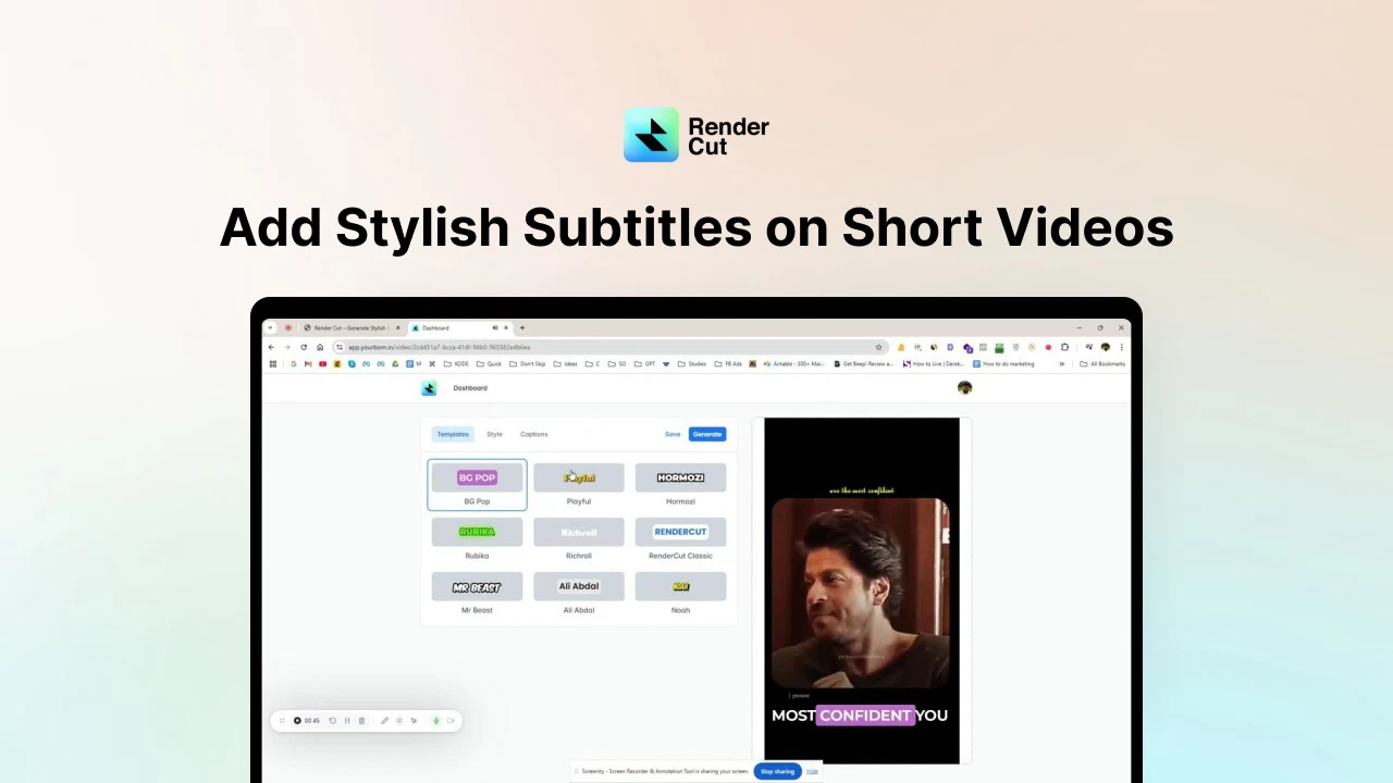 RenderCut - Screenshot showing the interface and features of this AI tool