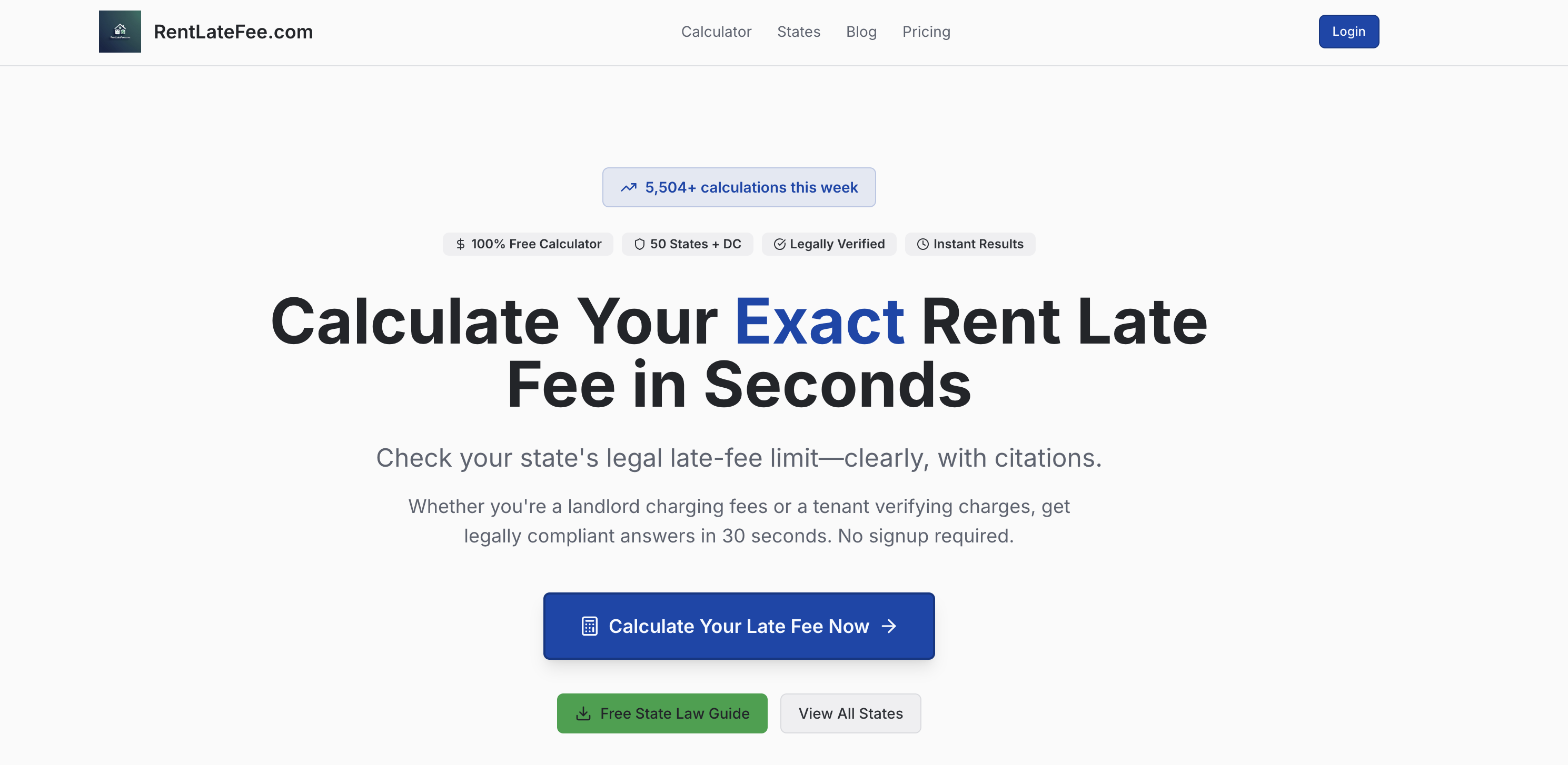 RentLateFee.com - Screenshot showing the interface and features of this AI tool