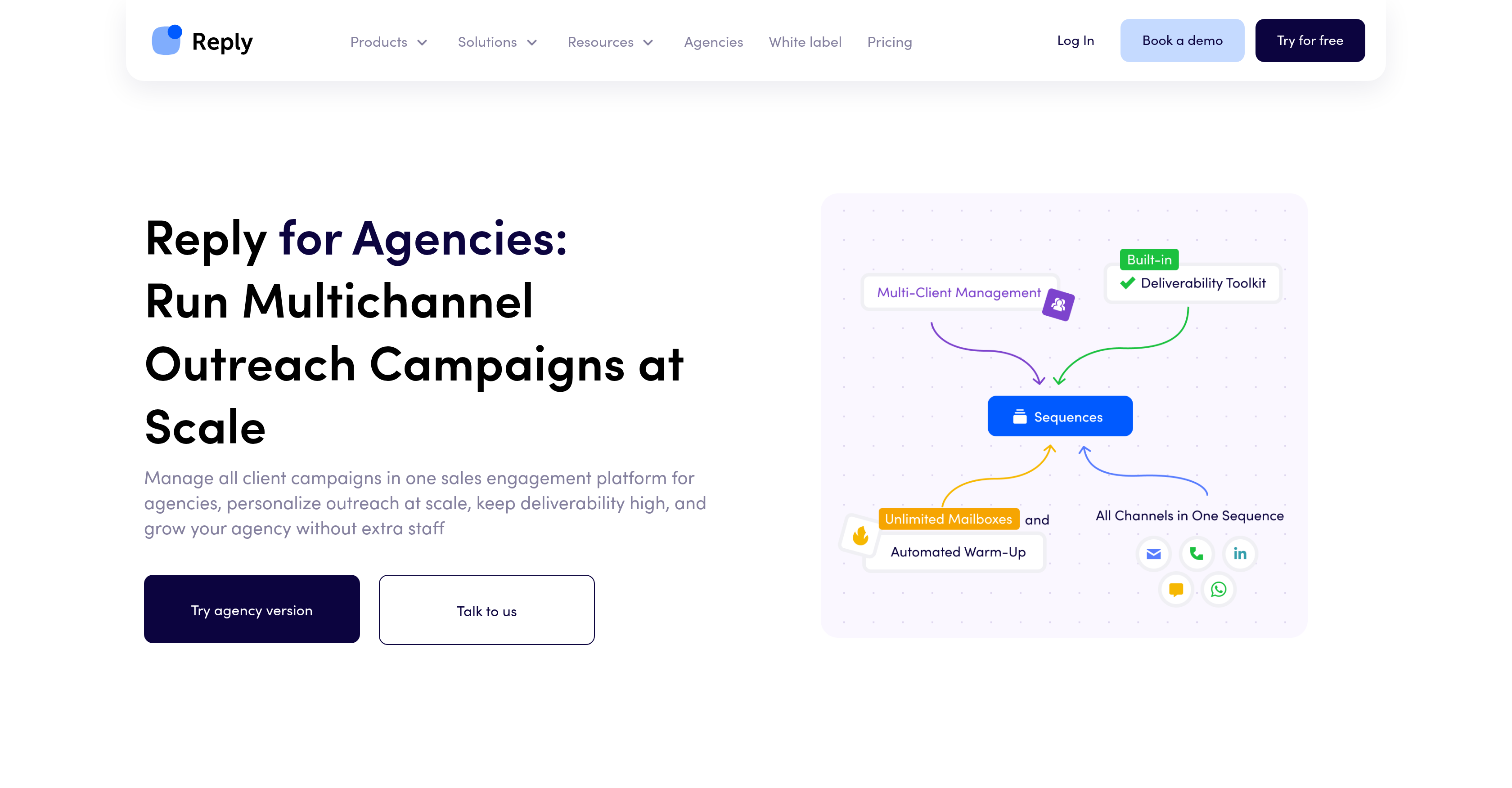 Reply for Agencies - Screenshot showing the interface and features of this AI tool