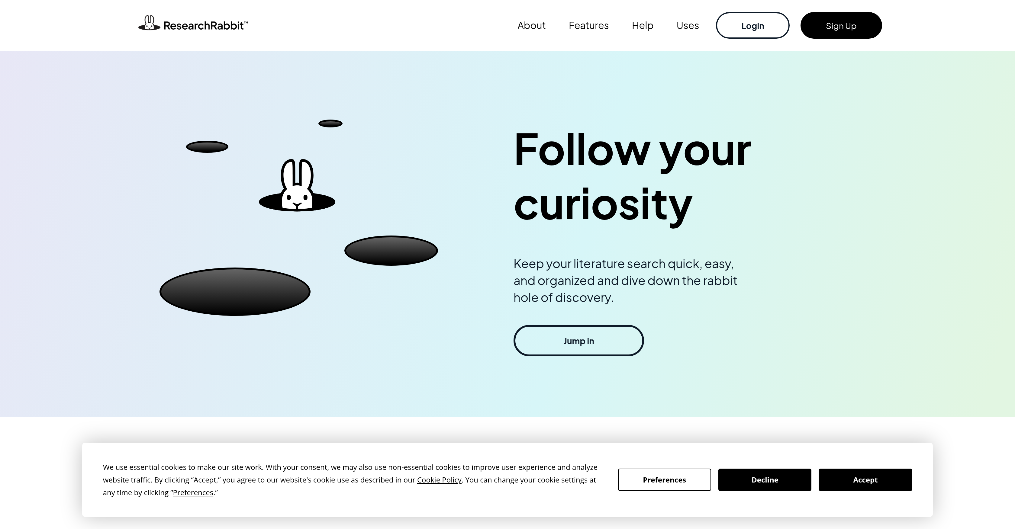 ResearchRabbit - Screenshot showing the interface and features of this AI tool