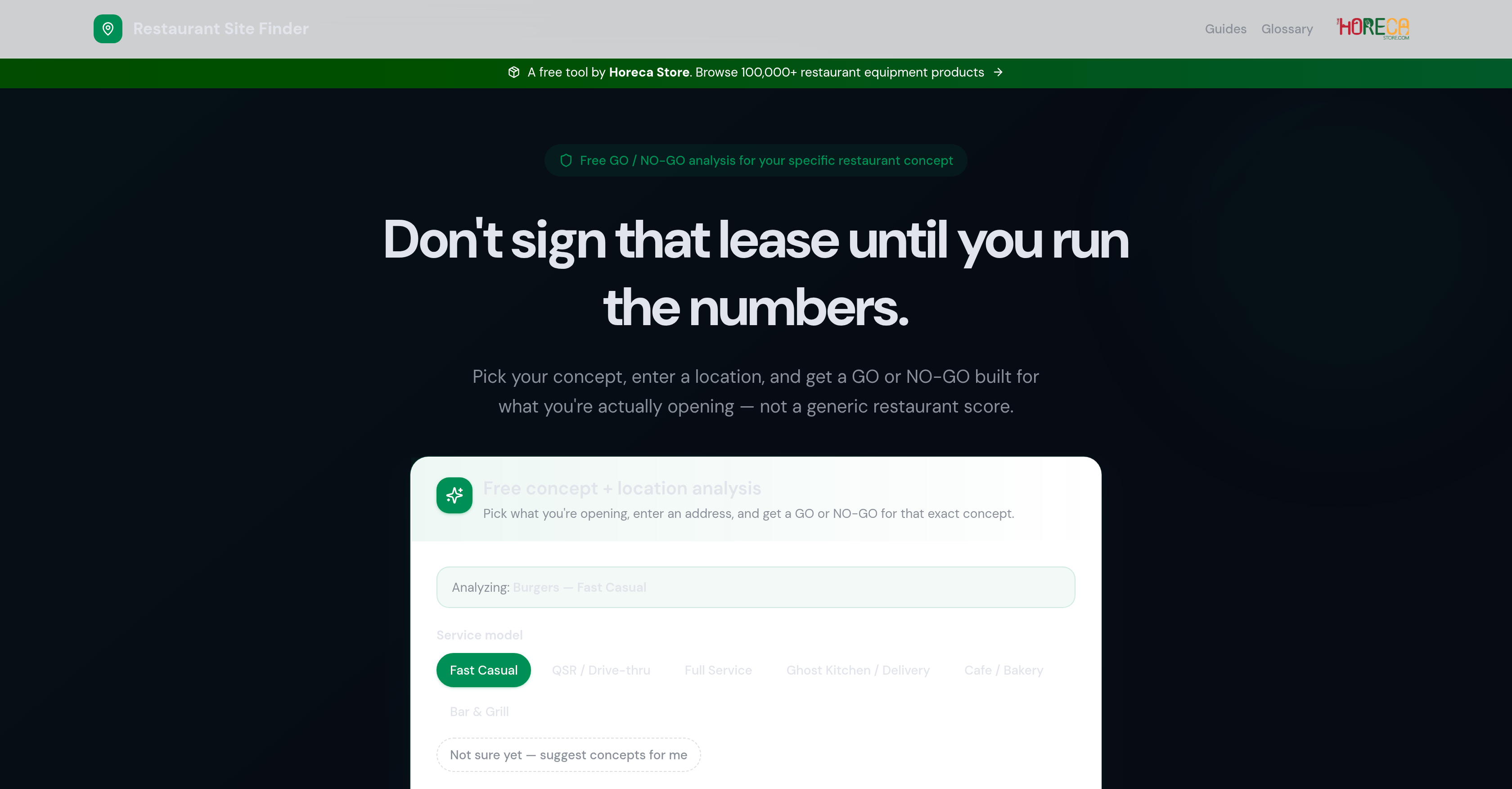 Restaurant Site Finder - Screenshot showing the interface and features of this AI tool