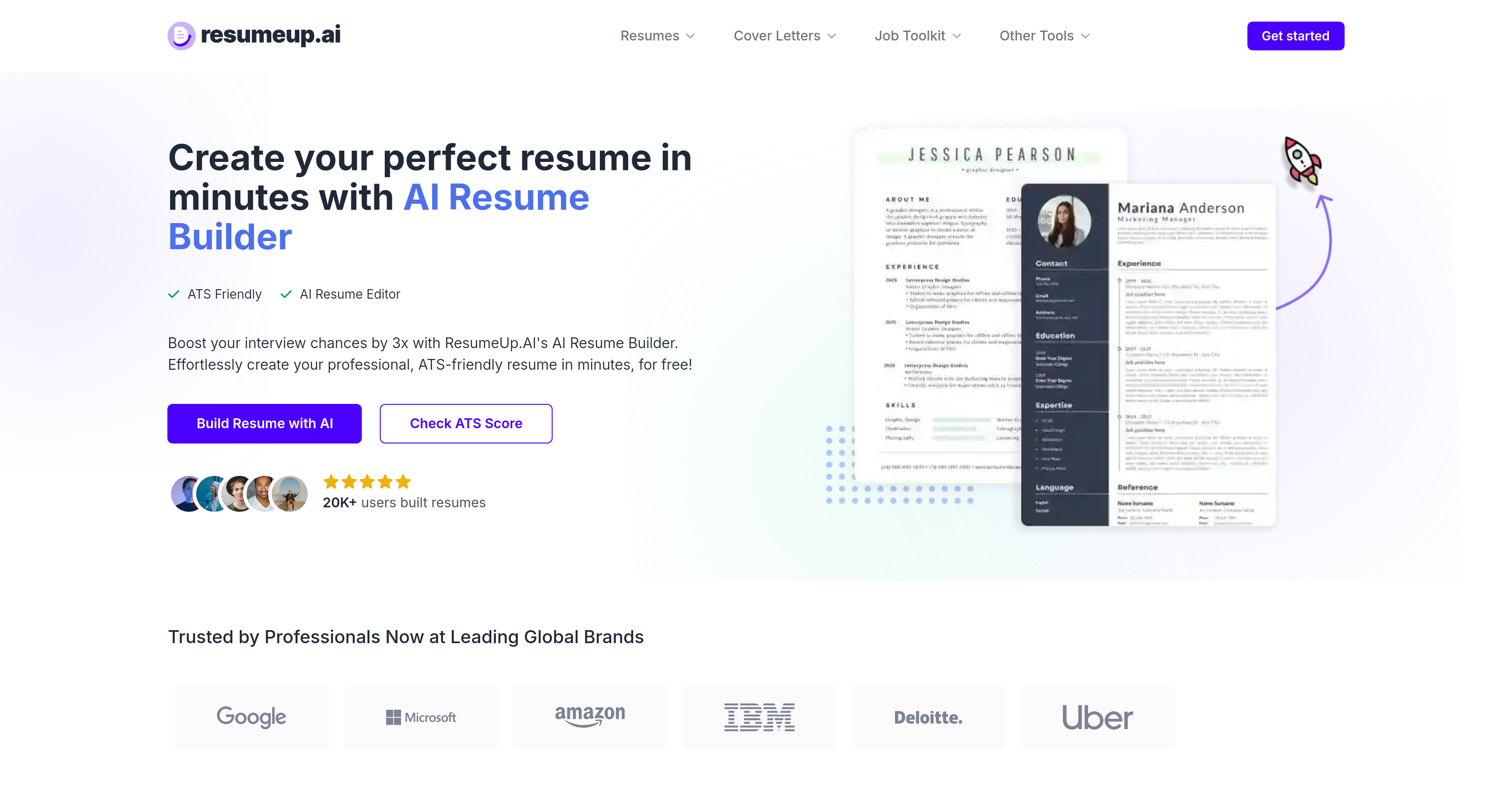 ResumeUp - Screenshot showing the interface and features of this AI tool