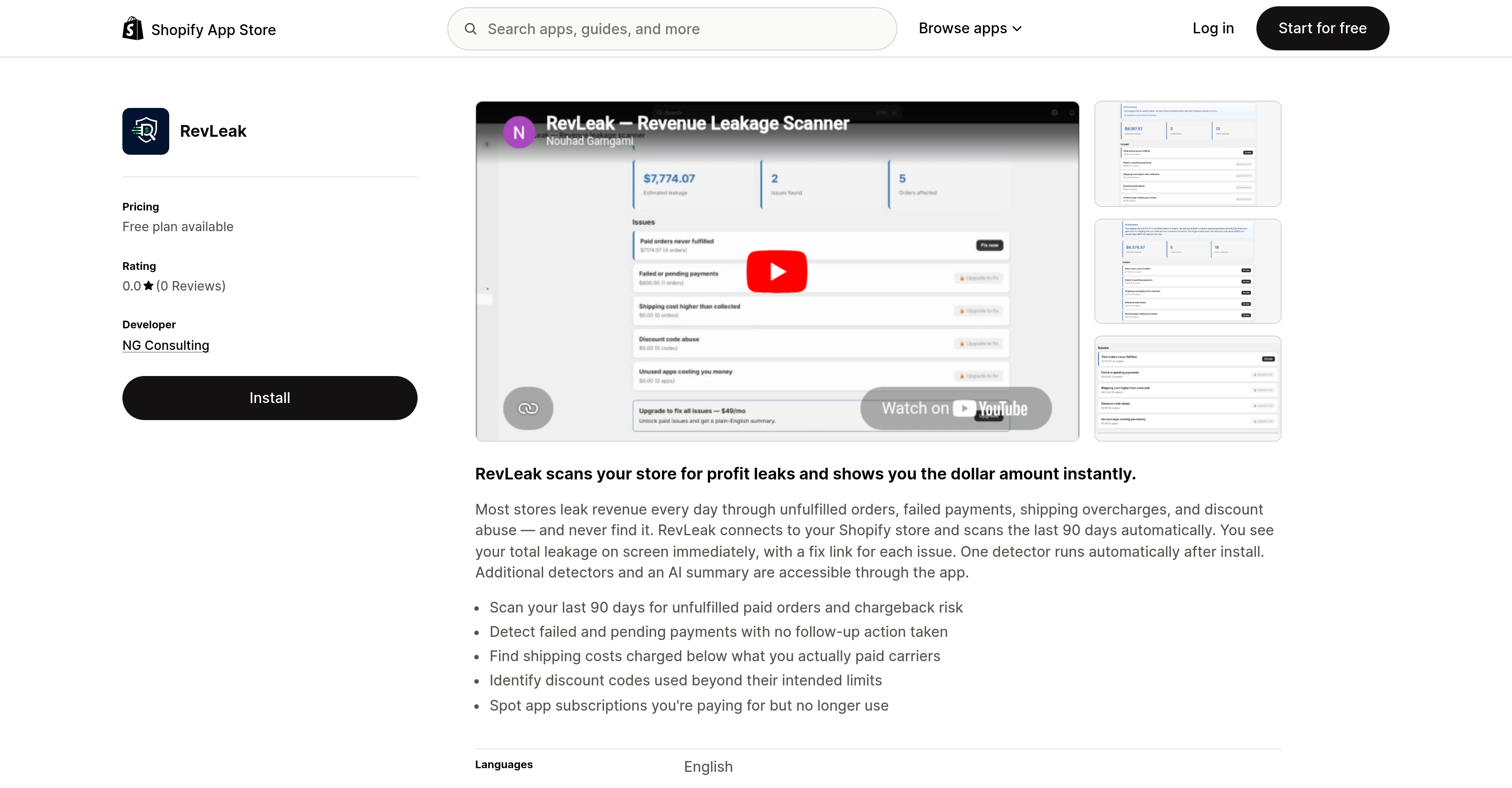 RevLeak - Screenshot showing the interface and features of this AI tool