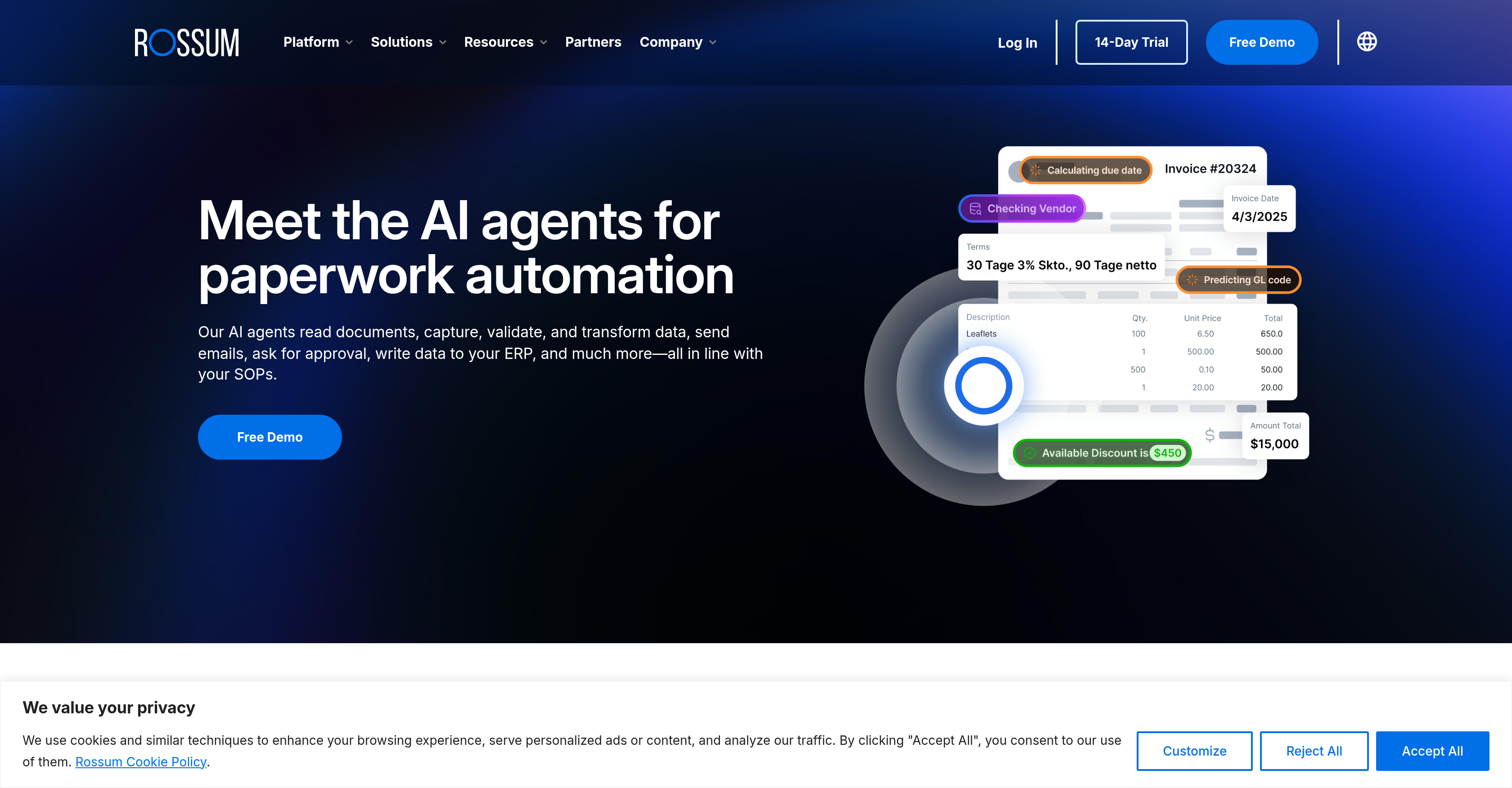 Rossum Agents - Screenshot showing the interface and features of this AI tool
