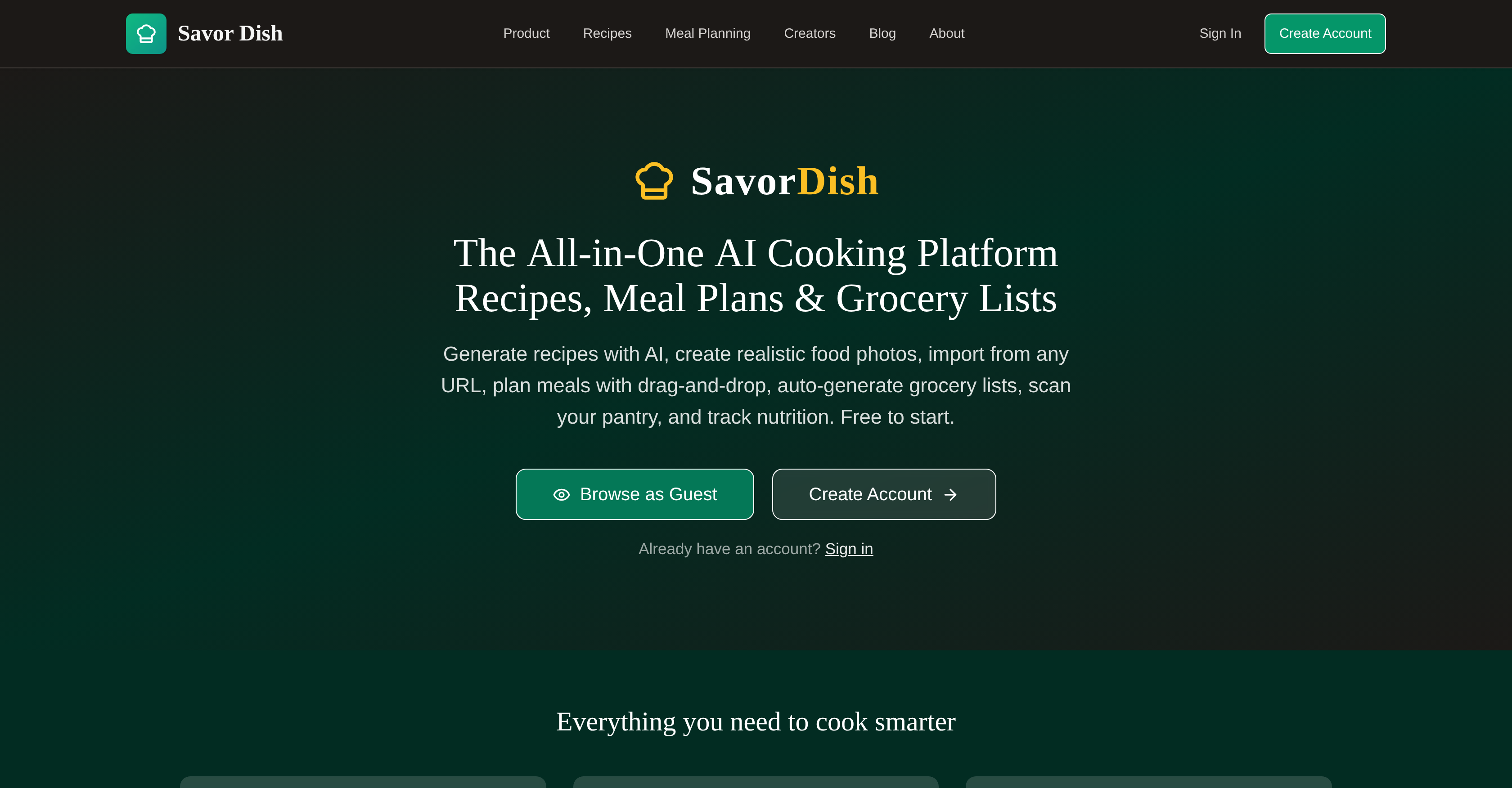 Savor Dish - Screenshot showing the interface and features of this AI tool