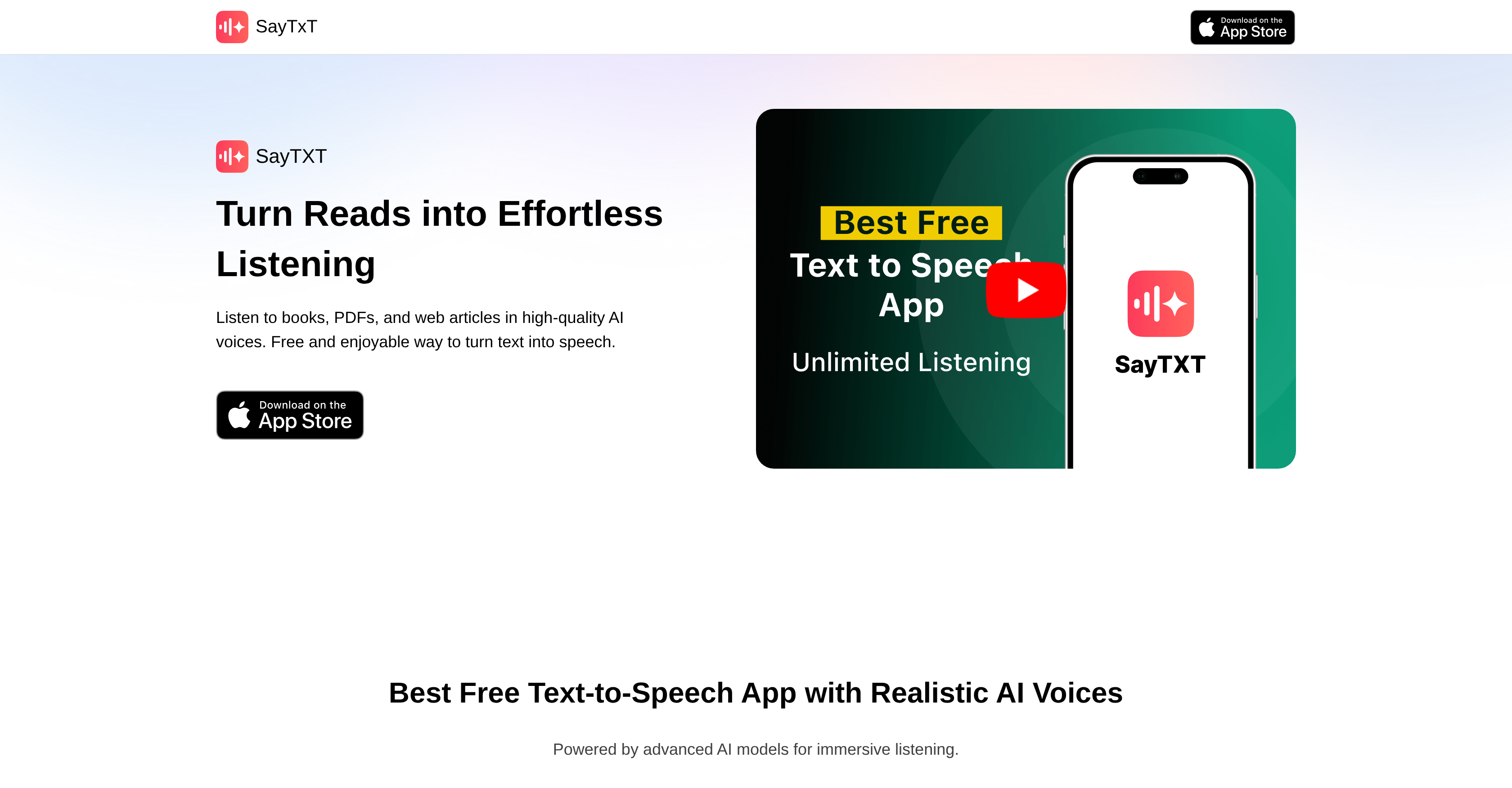 SayTxT by PDFgear - Screenshot showing the interface and features of this AI tool