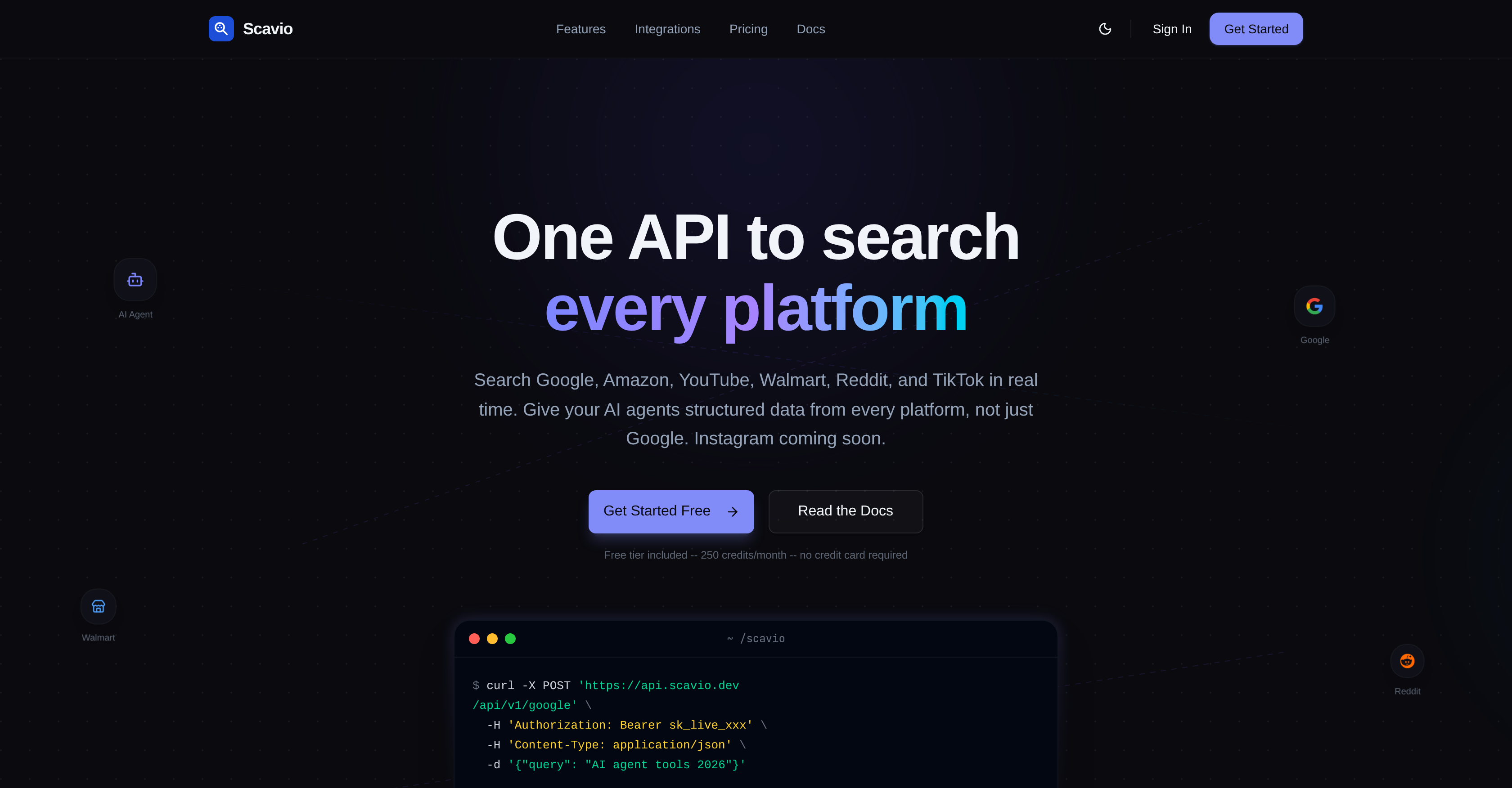 Scavio AI - Screenshot showing the interface and features of this AI tool