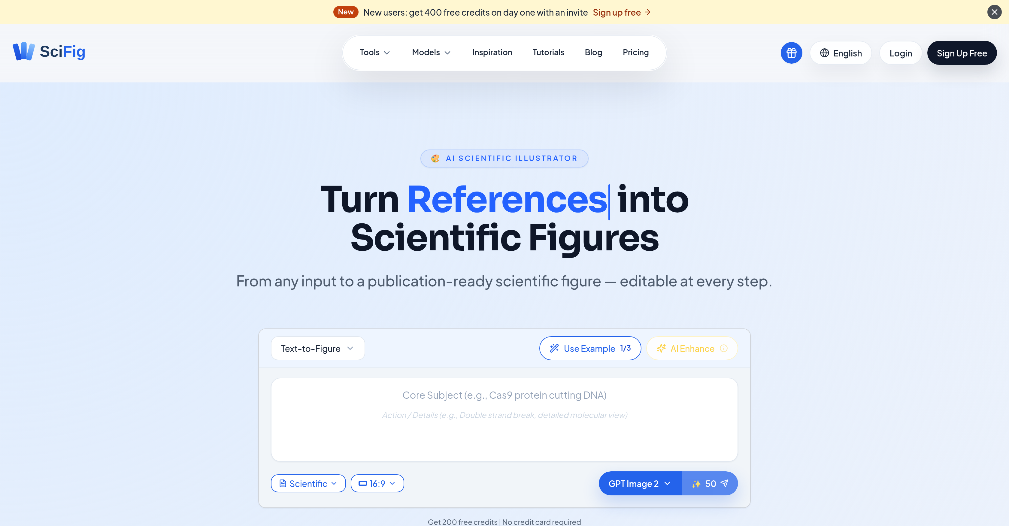 SciFig - Screenshot showing the interface and features of this AI tool