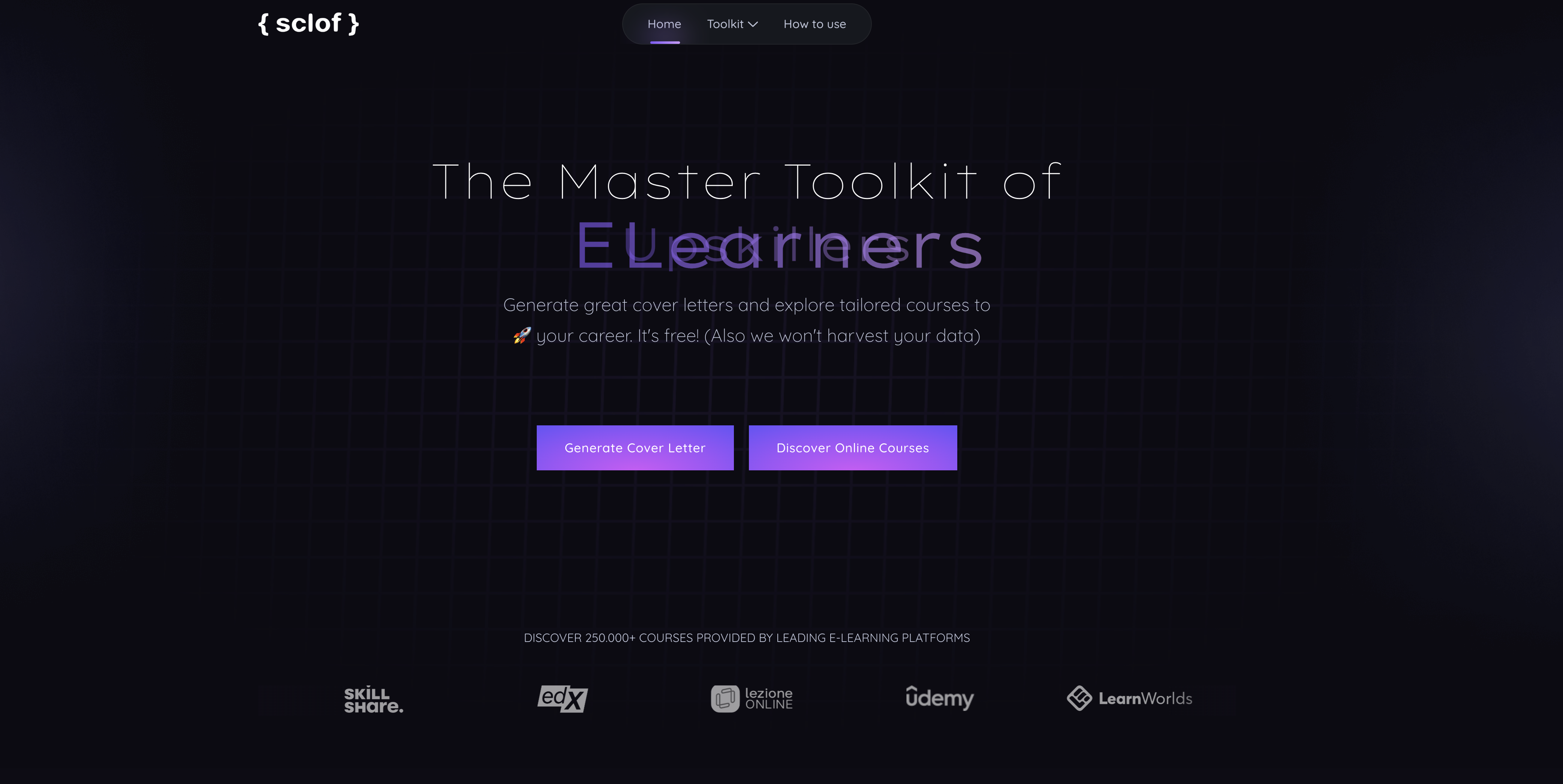 sclof - Screenshot showing the interface and features of this AI tool