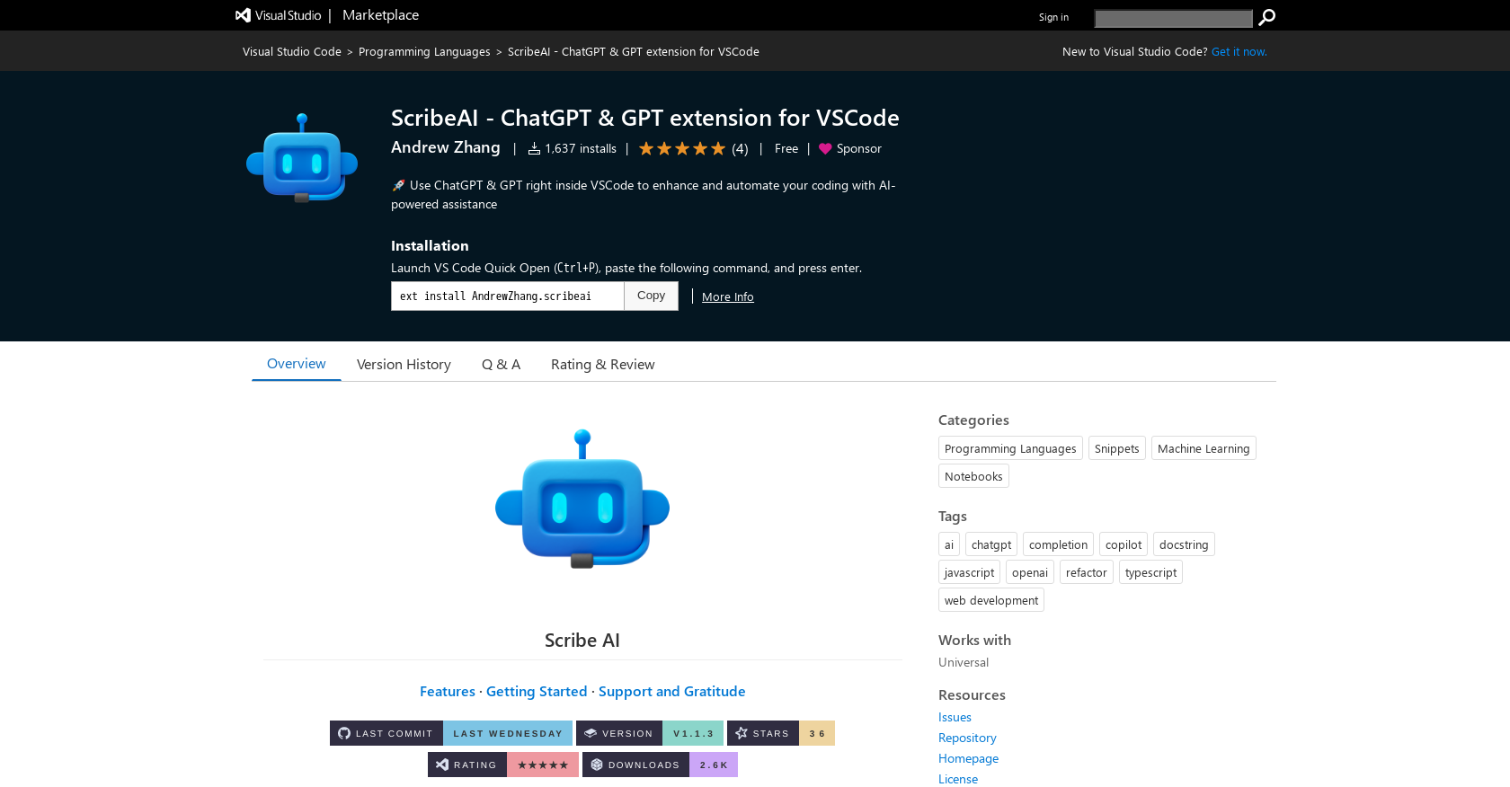 Scribe AI - Screenshot showing the interface and features of this AI tool