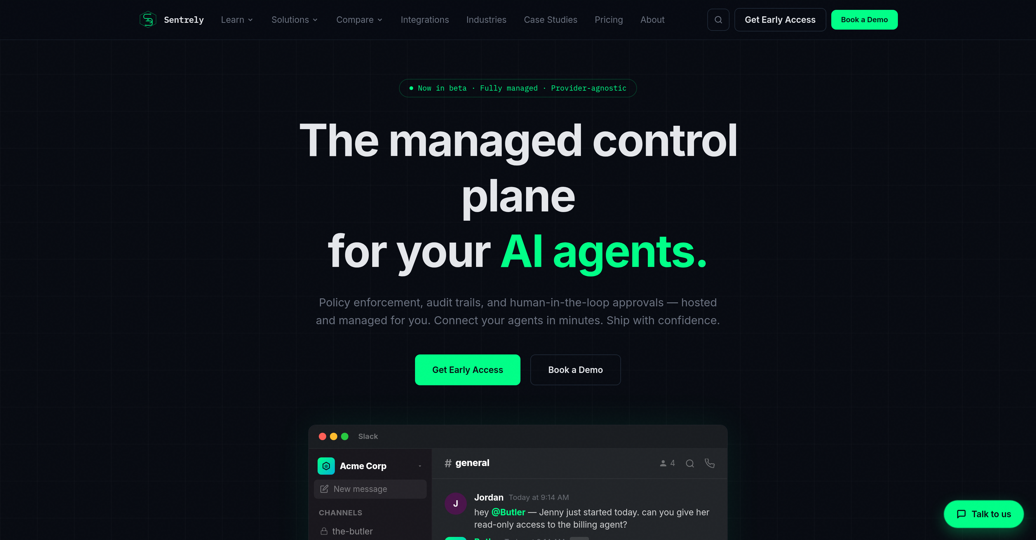 Sentrely - Screenshot showing the interface and features of this AI tool