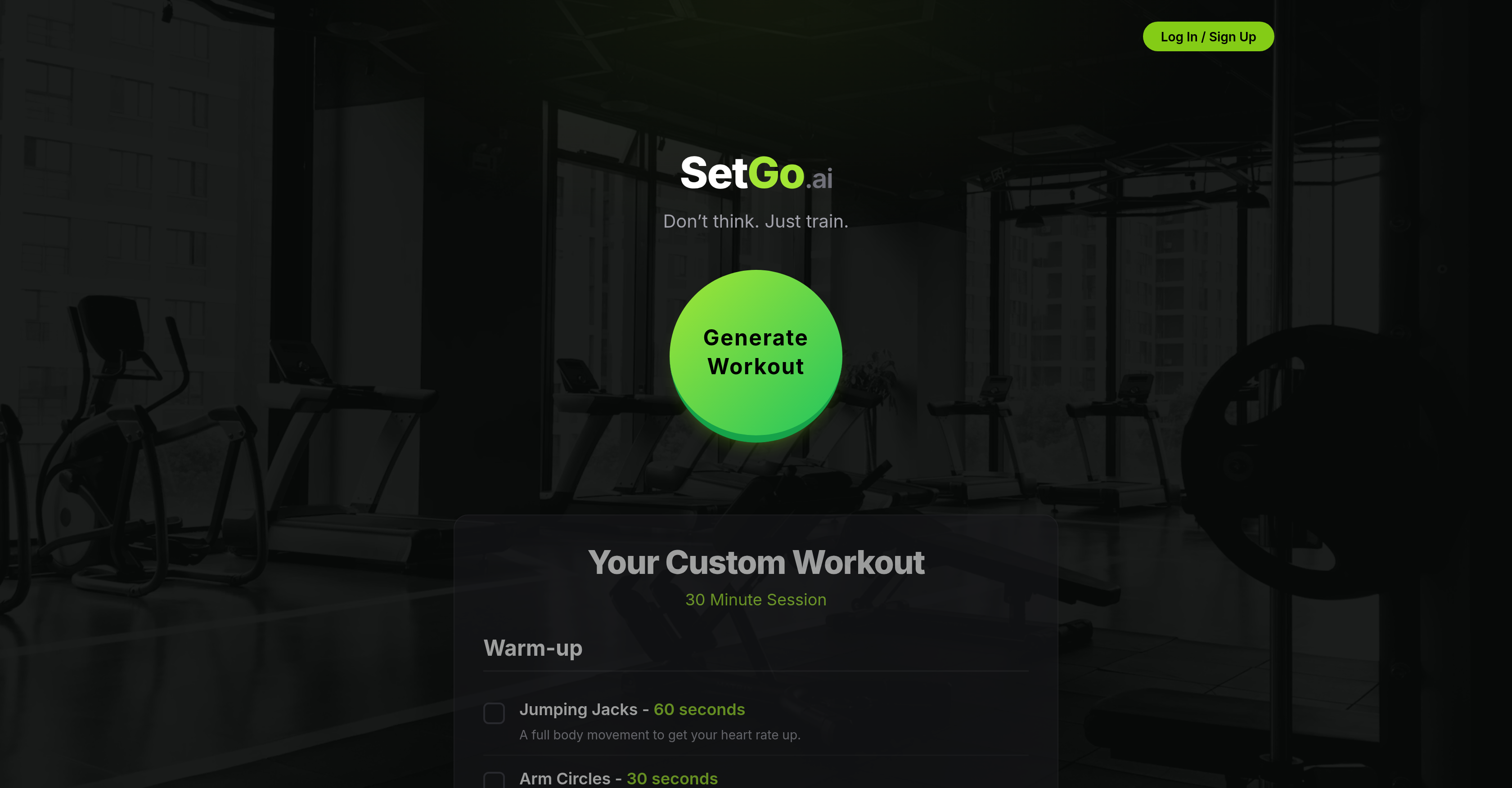 SetGo.ai - Screenshot showing the interface and features of this AI tool