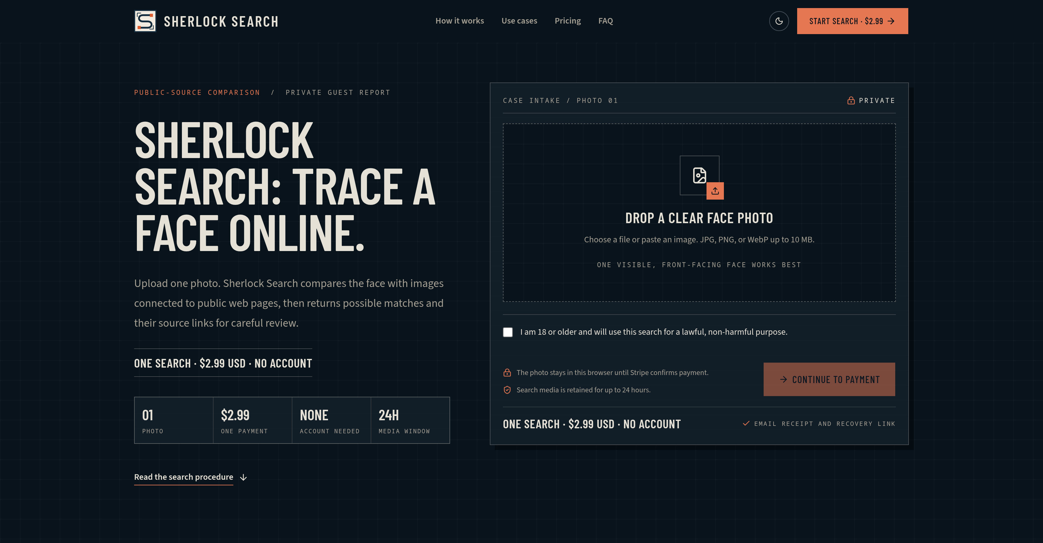 Sherlock Search - Screenshot showing the interface and features of this AI tool