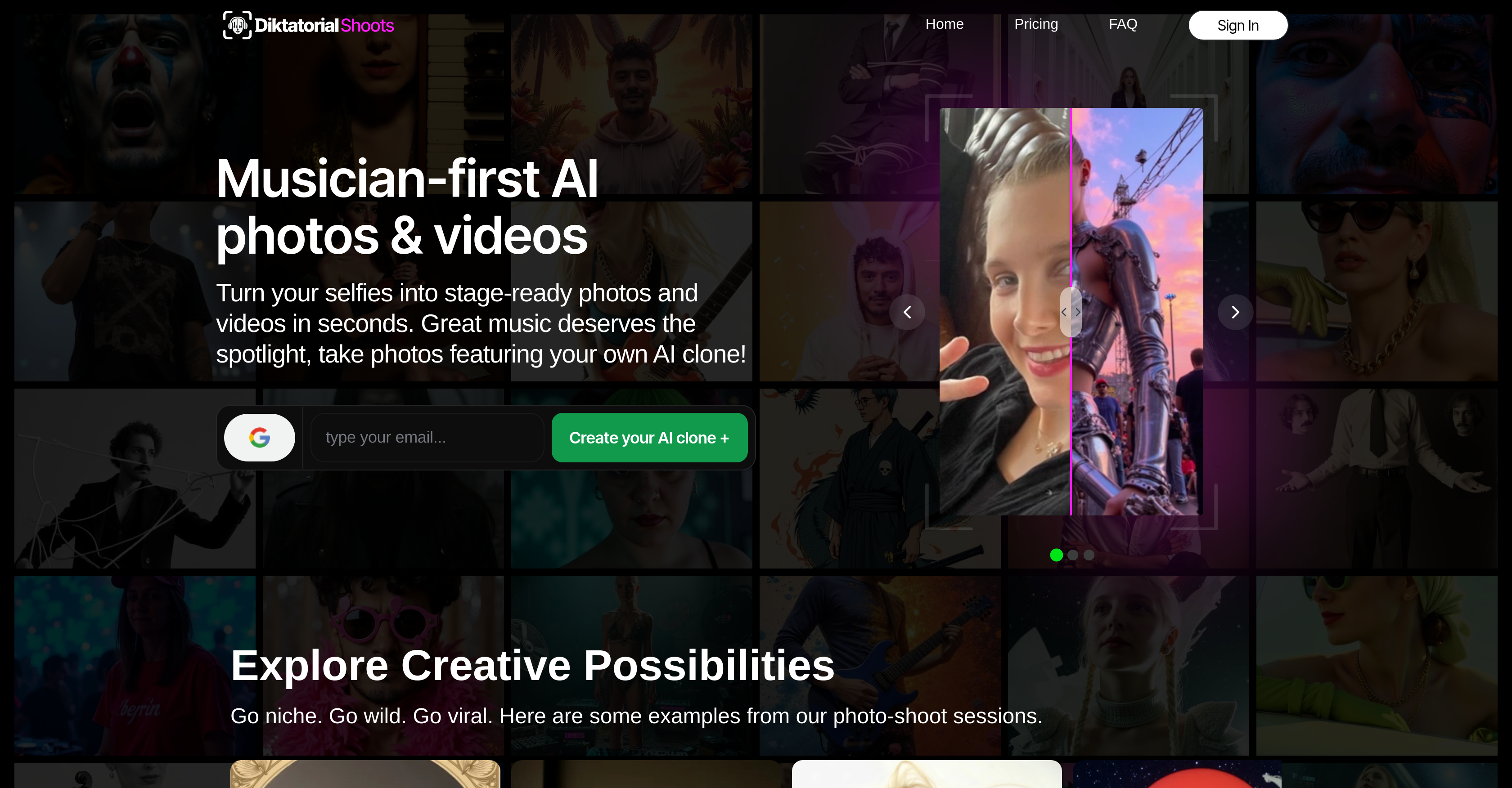 Shoots by Diktatorial - Screenshot showing the interface and features of this AI tool