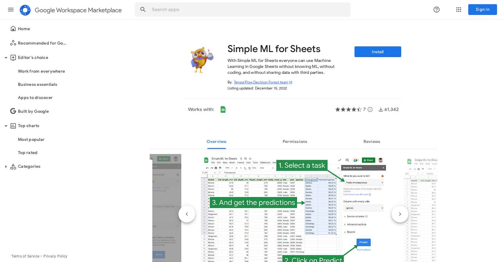 Simple ML - Screenshot showing the interface and features of this AI tool