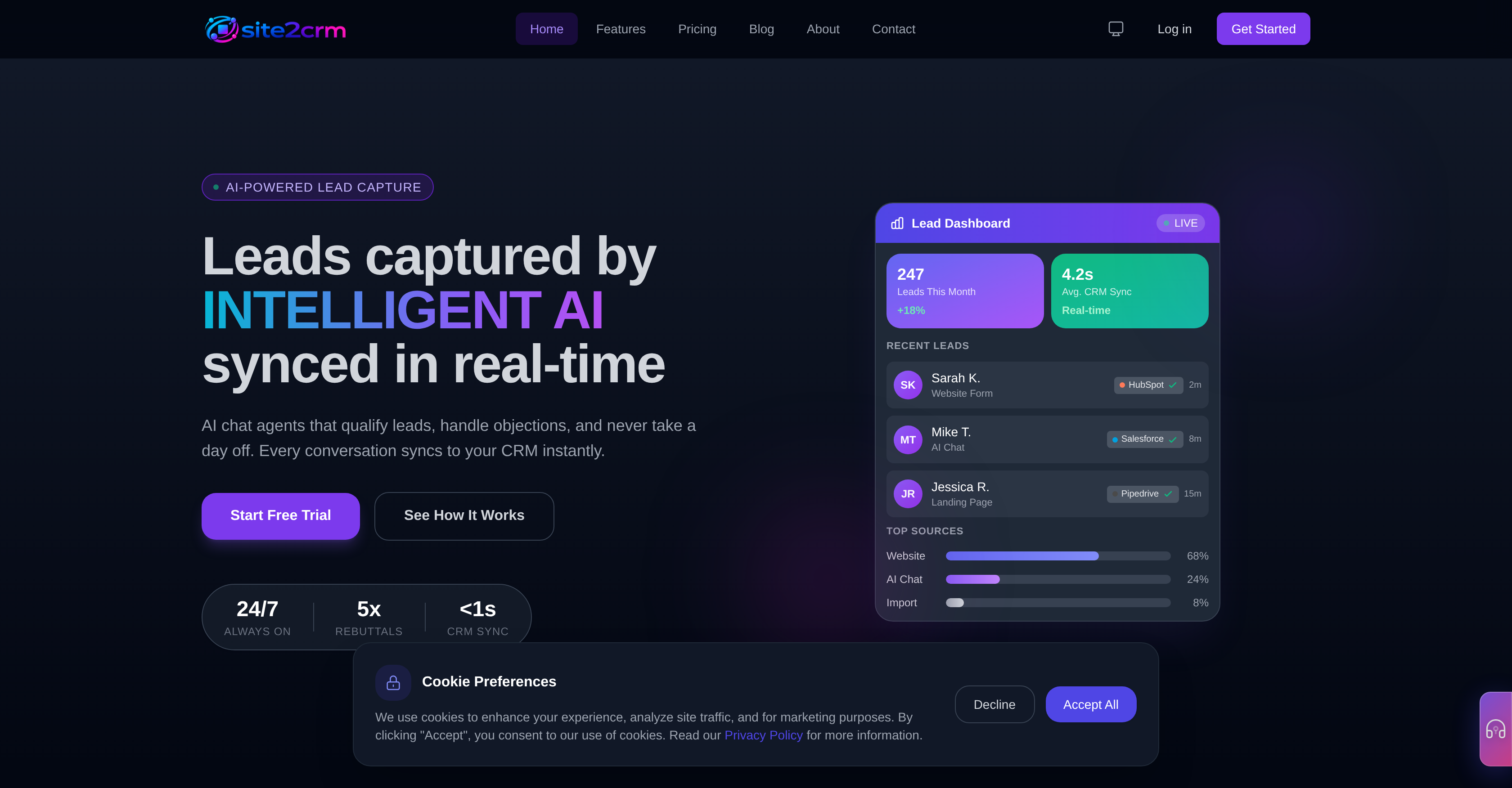 Site2CRM - Screenshot showing the interface and features of this AI tool