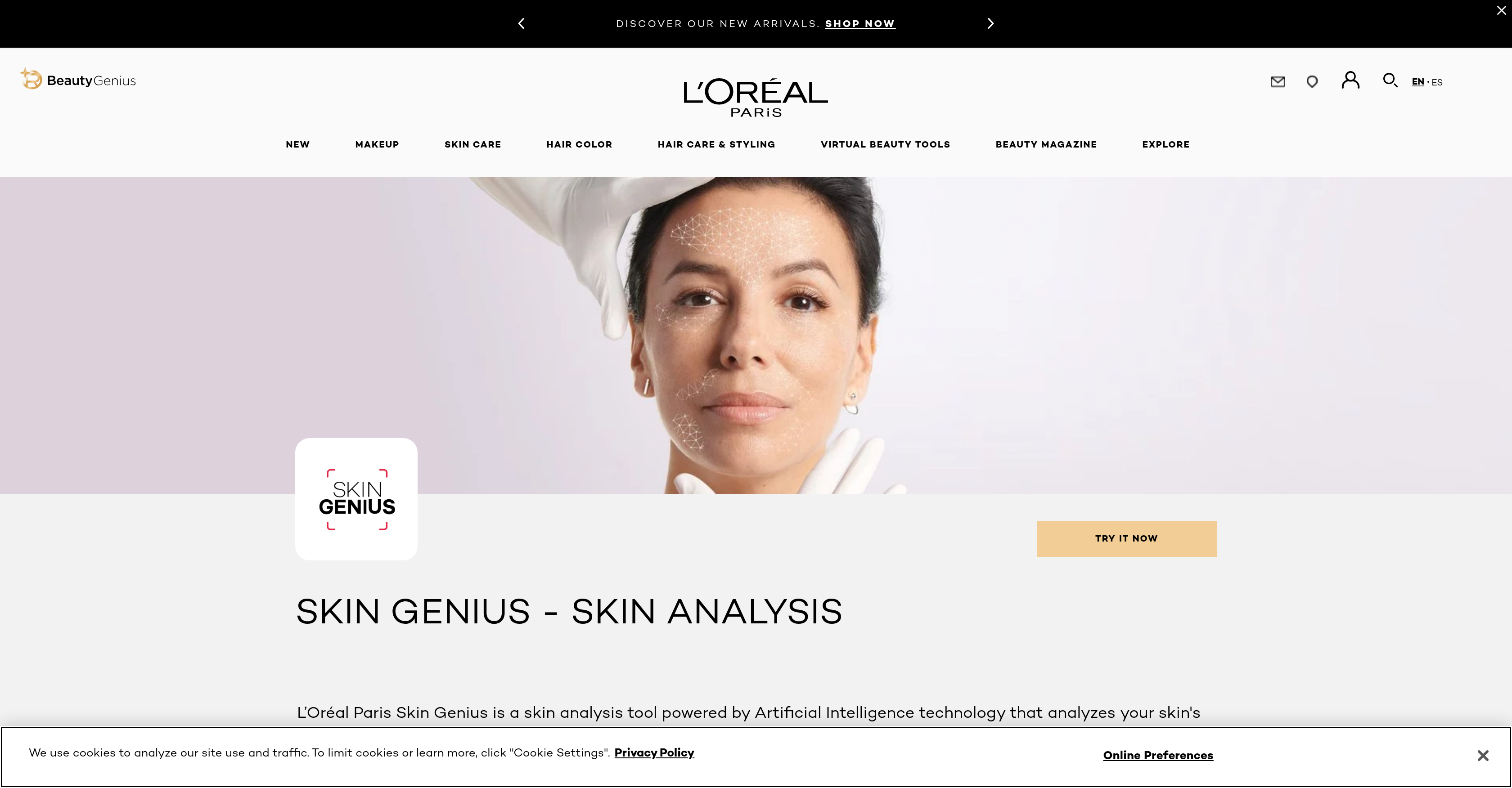 Skin Genius by Loreal - Screenshot showing the interface and features of this AI tool