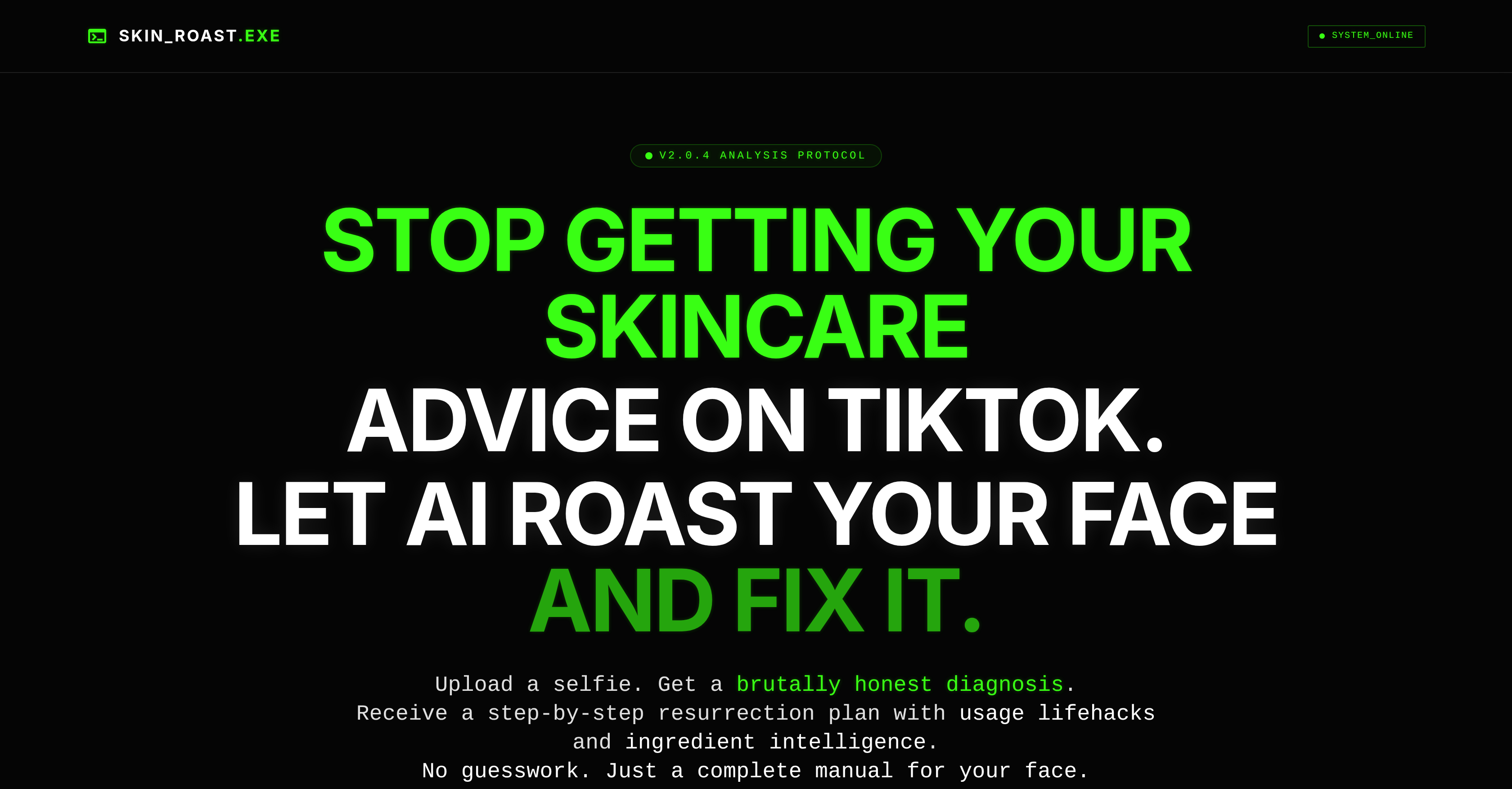 Skin Roast Lab - Screenshot showing the interface and features of this AI tool