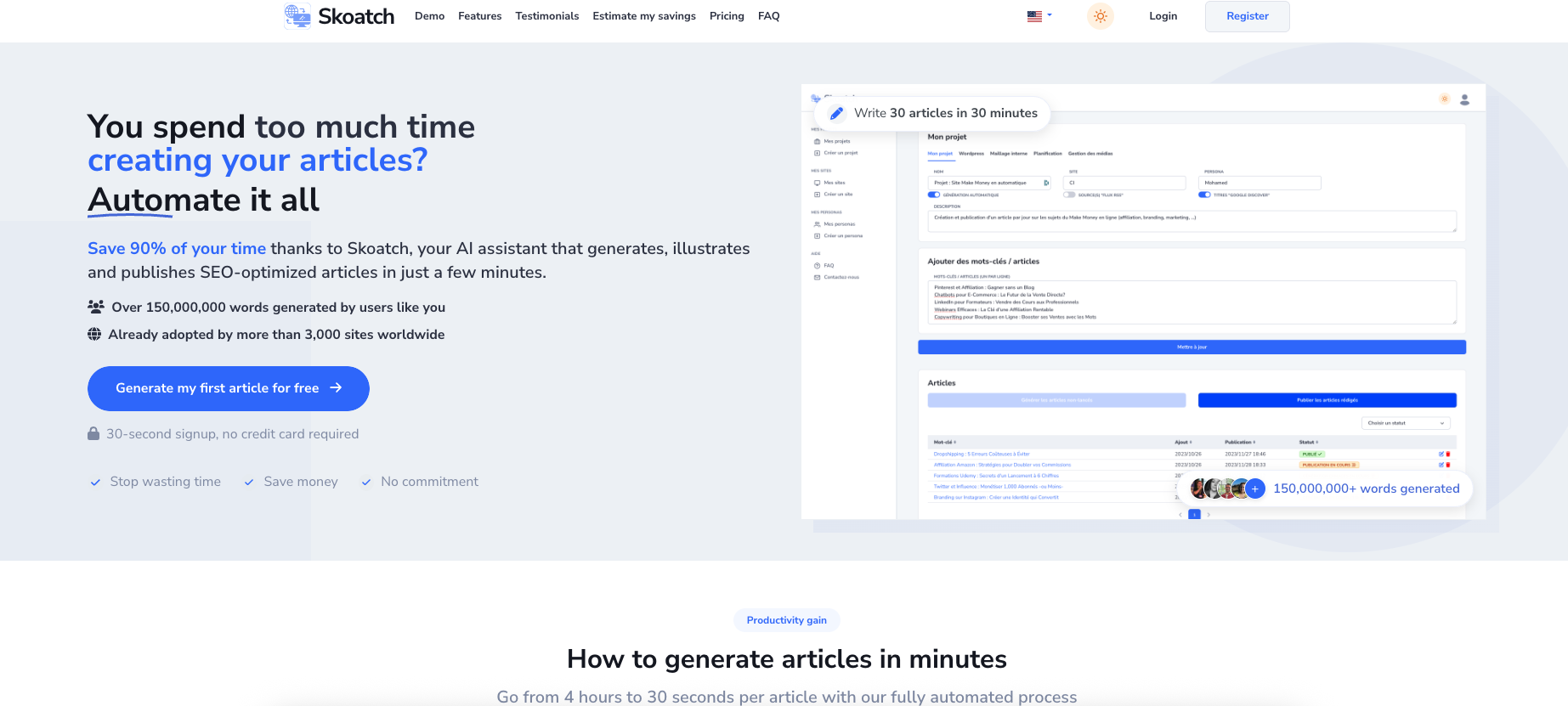 Skoatch - Screenshot showing the interface and features of this AI tool