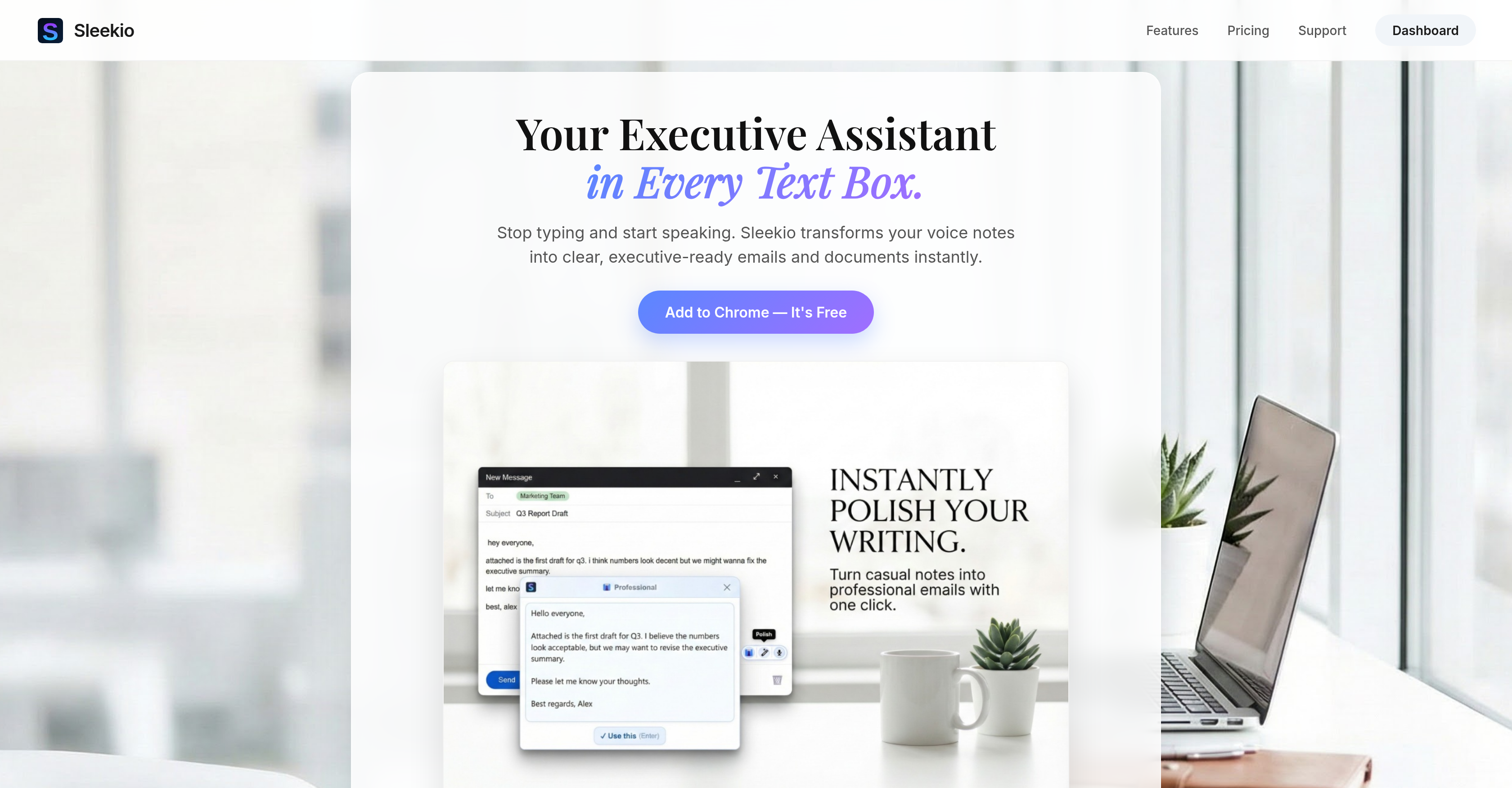 Sleekio - Screenshot showing the interface and features of this AI tool