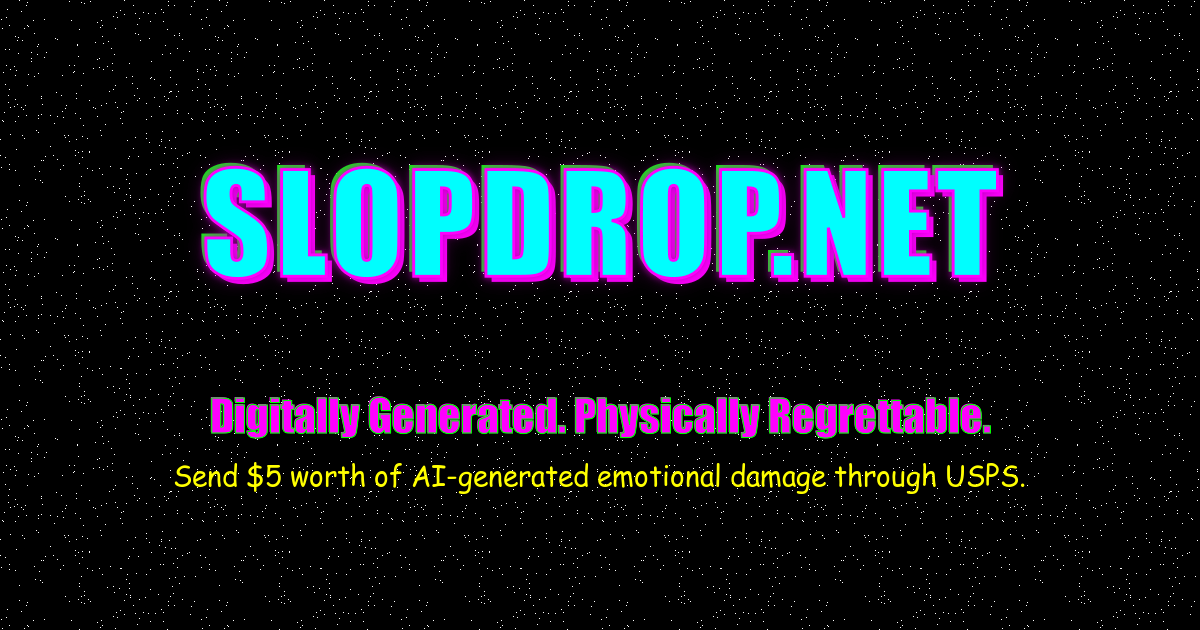 SLOPDROP.NET - Screenshot showing the interface and features of this AI tool