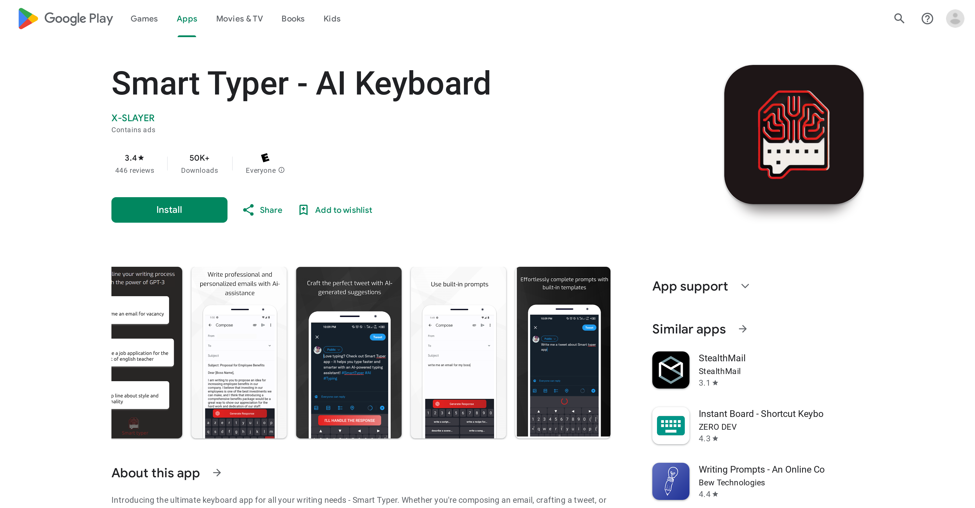 Smart Typer - Screenshot showing the interface and features of this AI tool