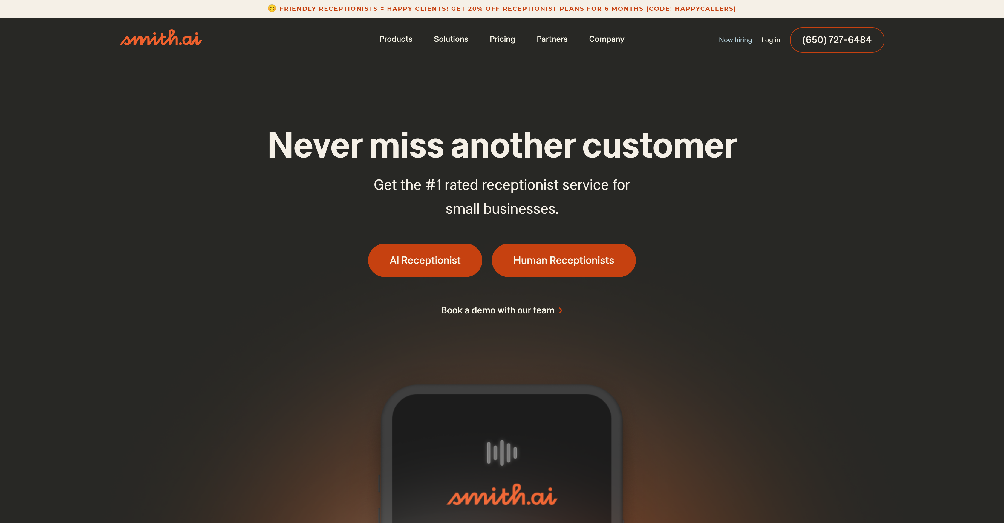 Smith.ai - Screenshot showing the interface and features of this AI tool
