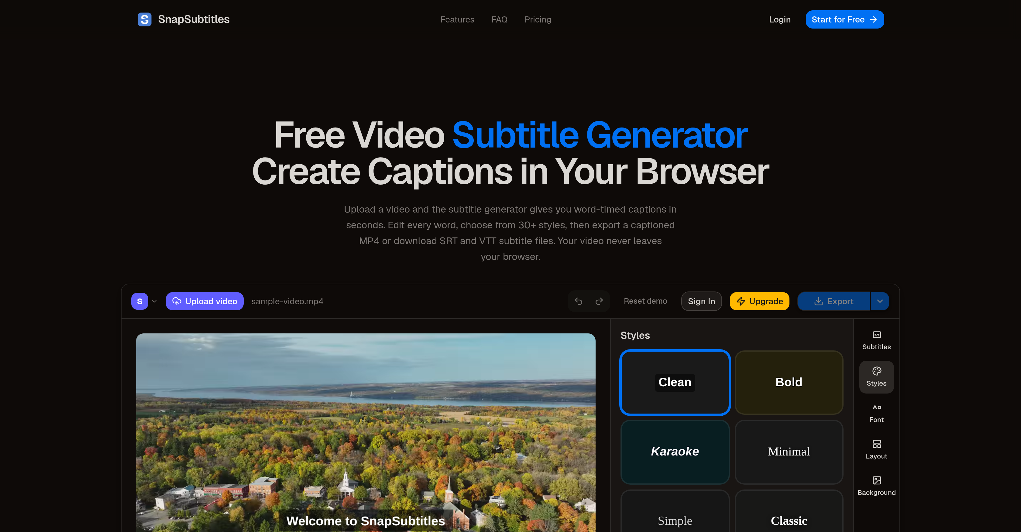 SnapSubtitles - Screenshot showing the interface and features of this AI tool