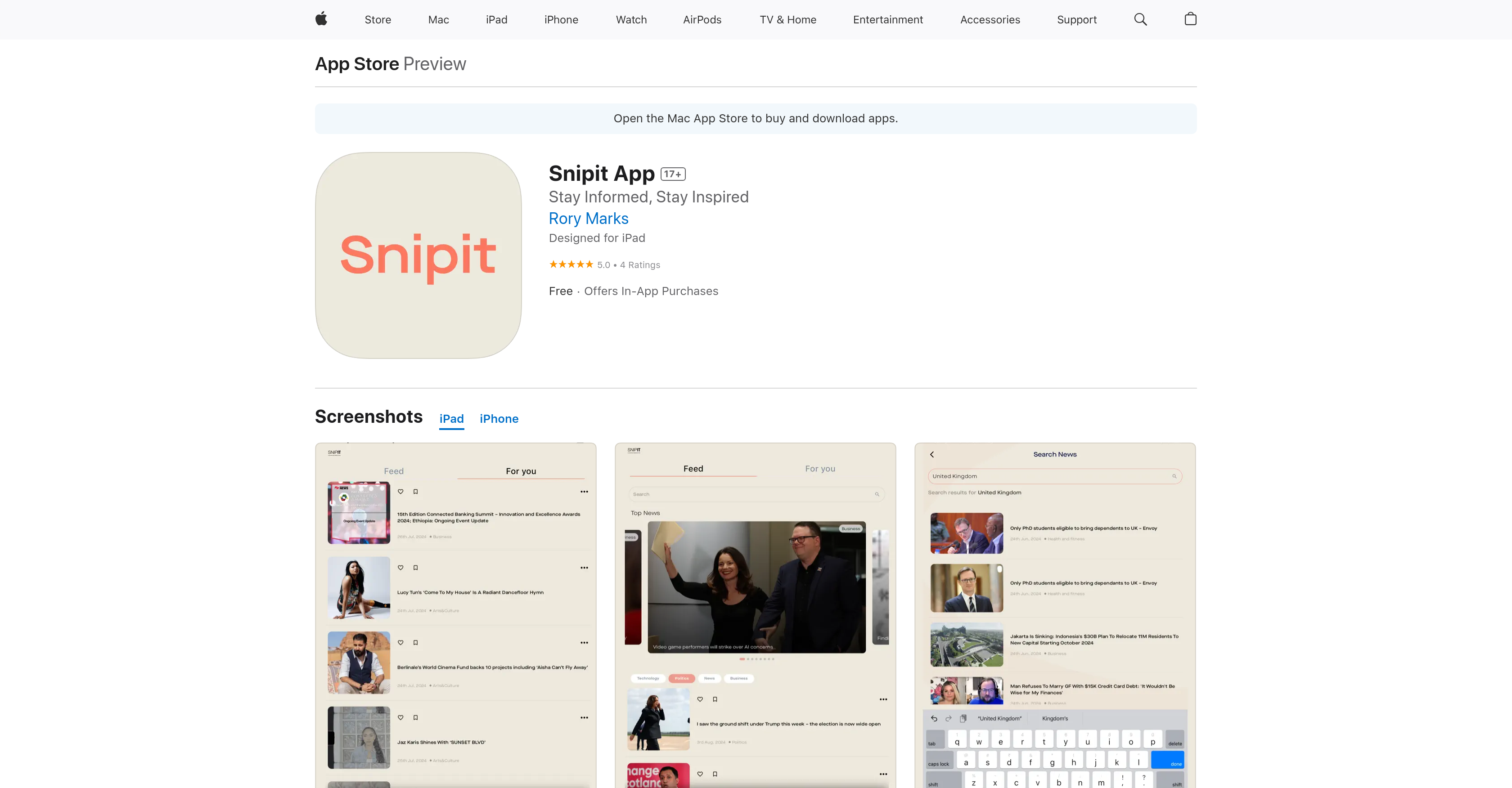 Snipit App - Screenshot showing the interface and features of this AI tool